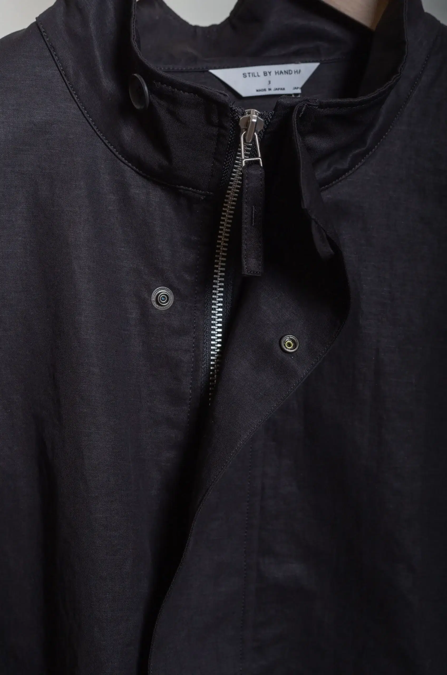 Still By Hand - BL02261OS Stand collar blouson - BLACK