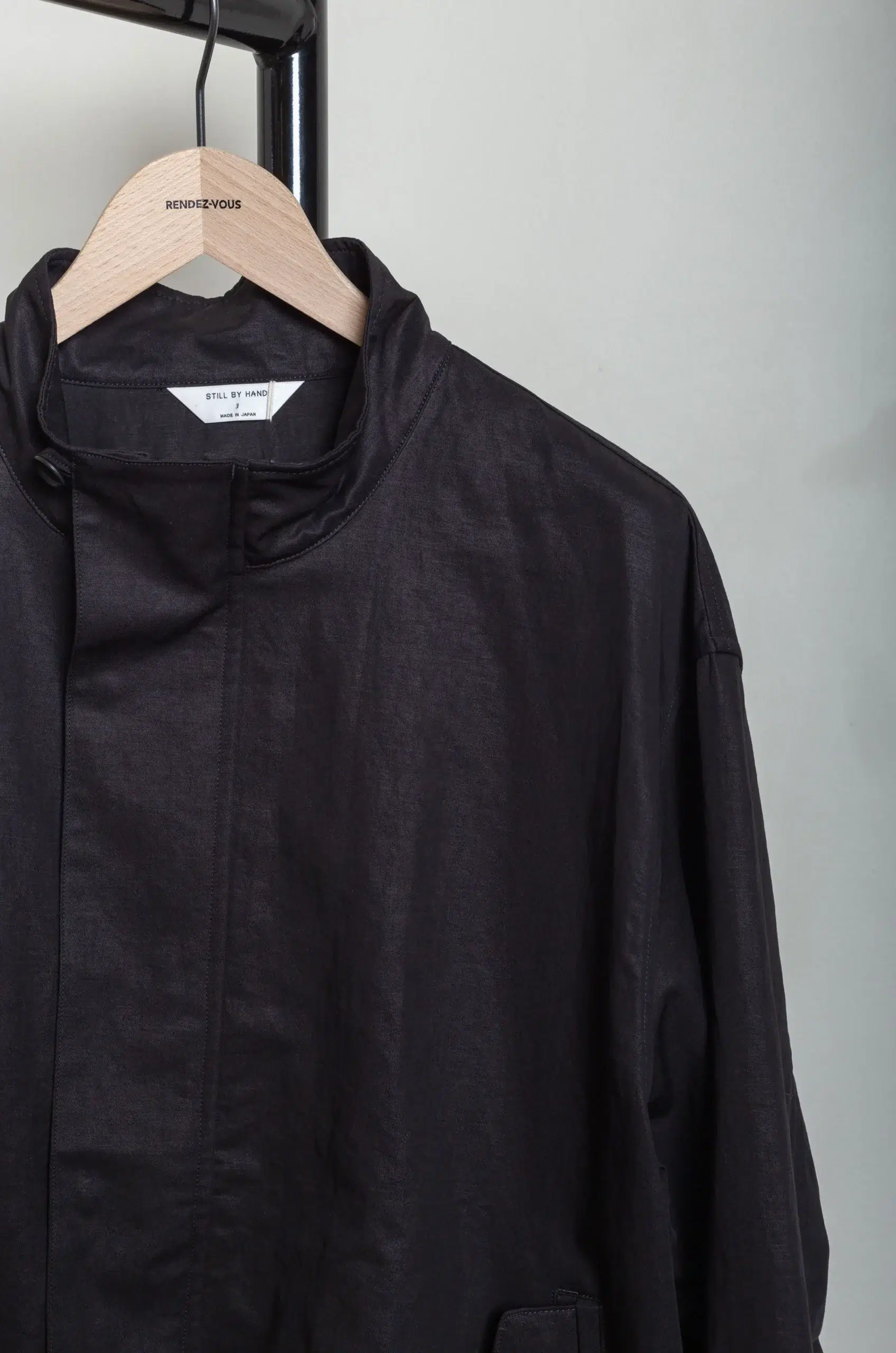 Still By Hand - BL02261OS Stand collar blouson - BLACK