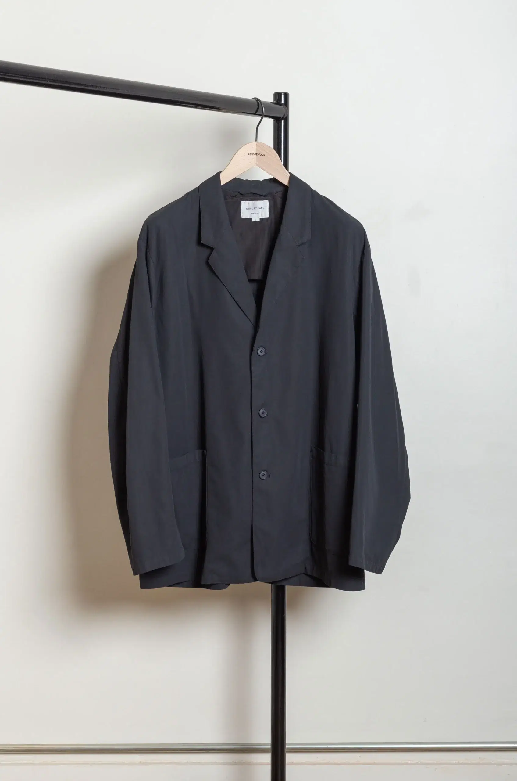 Still By Hand - JK02261OS Garment-dye 3B jacket - INK BLACK