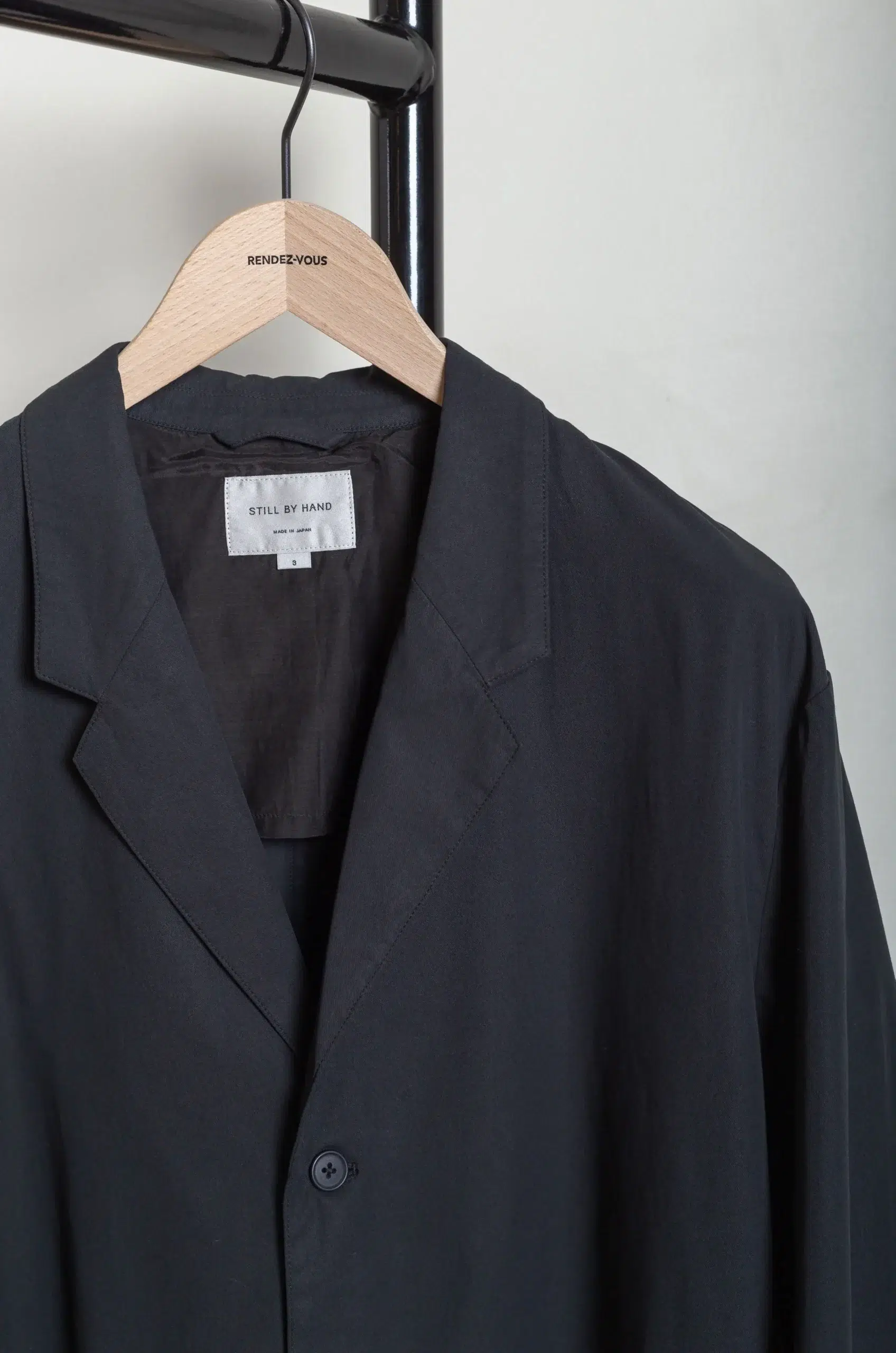 Still By Hand - JK02261OS Garment-dye 3B jacket - INK BLACK