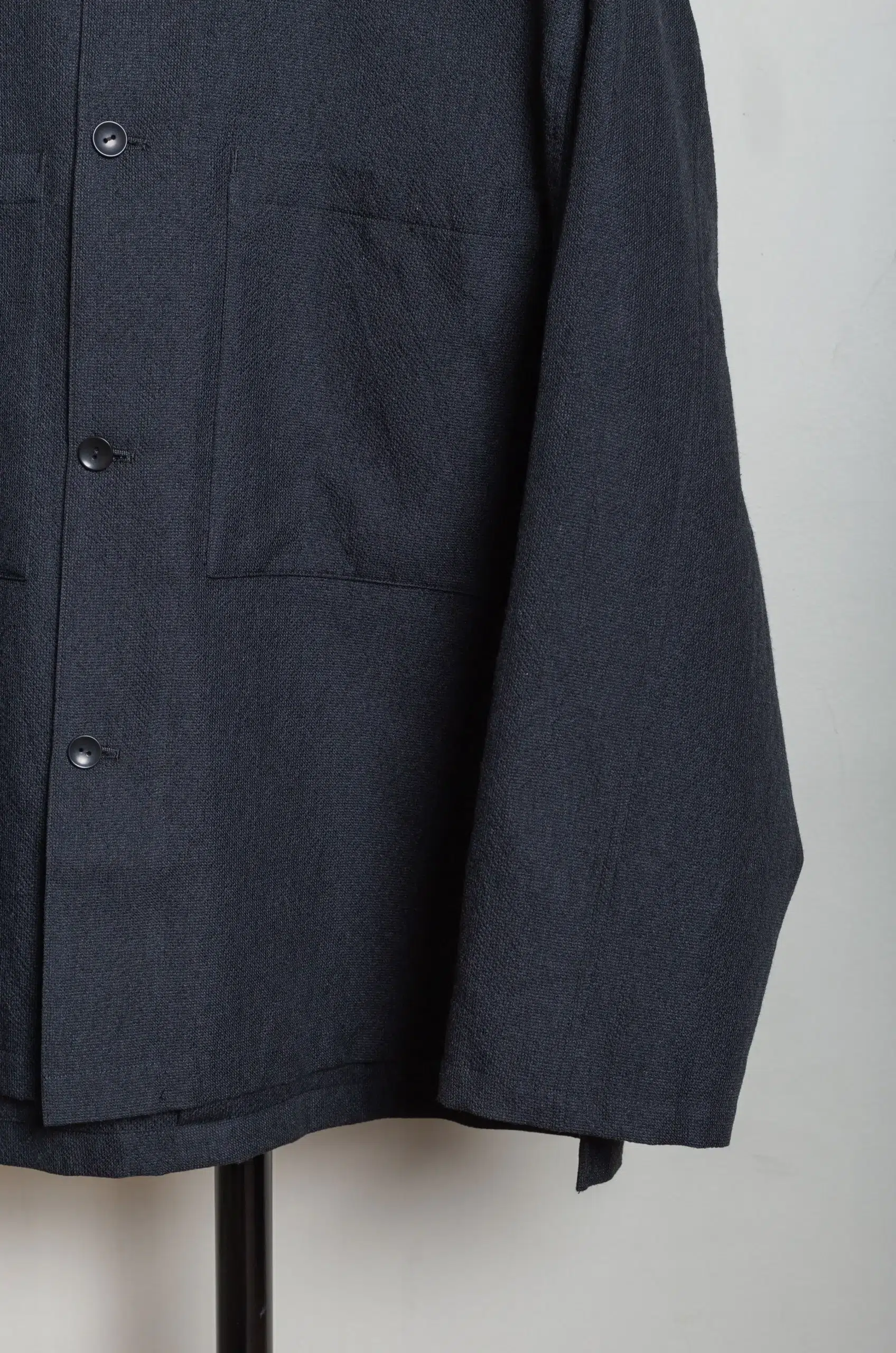 Still By Hand - BL04261OS Mixed Colour Shirt Jacket - Ink Black