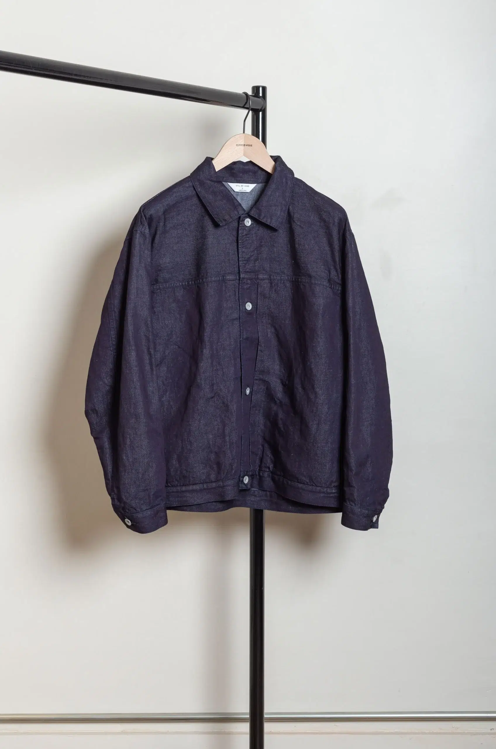 Still By Hand - JK02261OS Garment-dye 3B jacket - INK BLACK