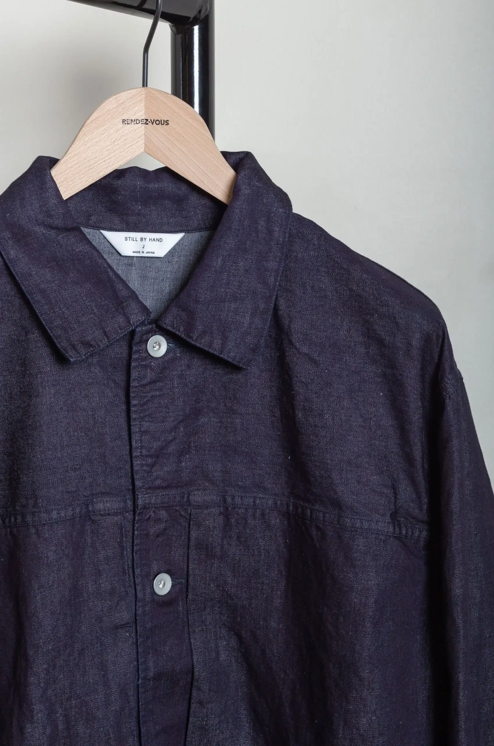 Still By Hand - JK02261OS Garment-dye 3B jacket - INK BLACK