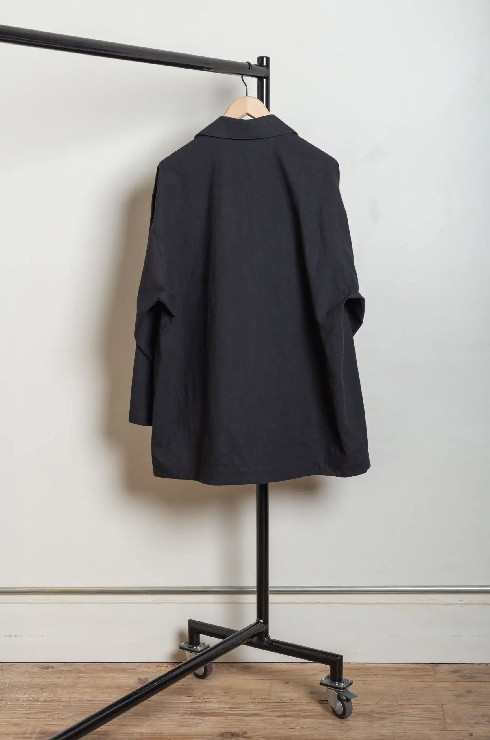 Still By Hand - CO04261OS Garment-dye half coat - BLACK NAVY