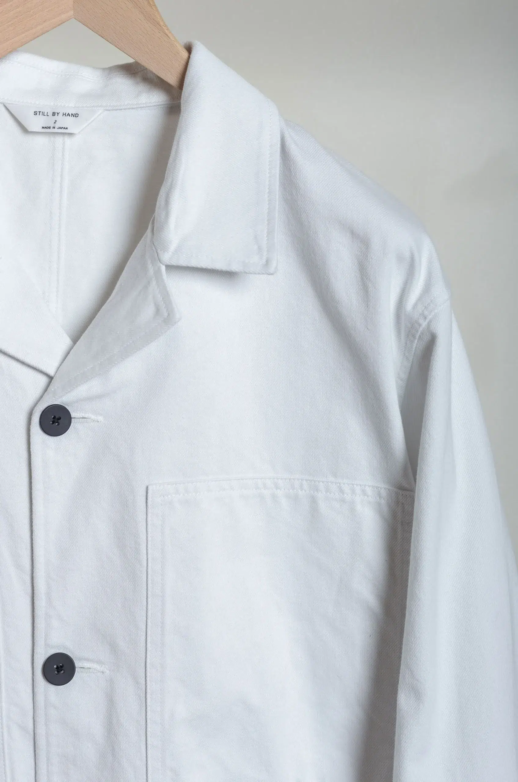 Still By Hand - DN04261OS 11.5oz denim jacket - ASH WHITE