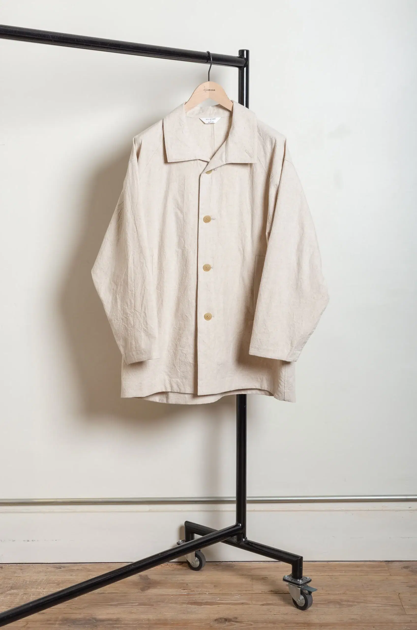 Still By Hand - CO02261OS Cotton/linen half coat - OATMEAL