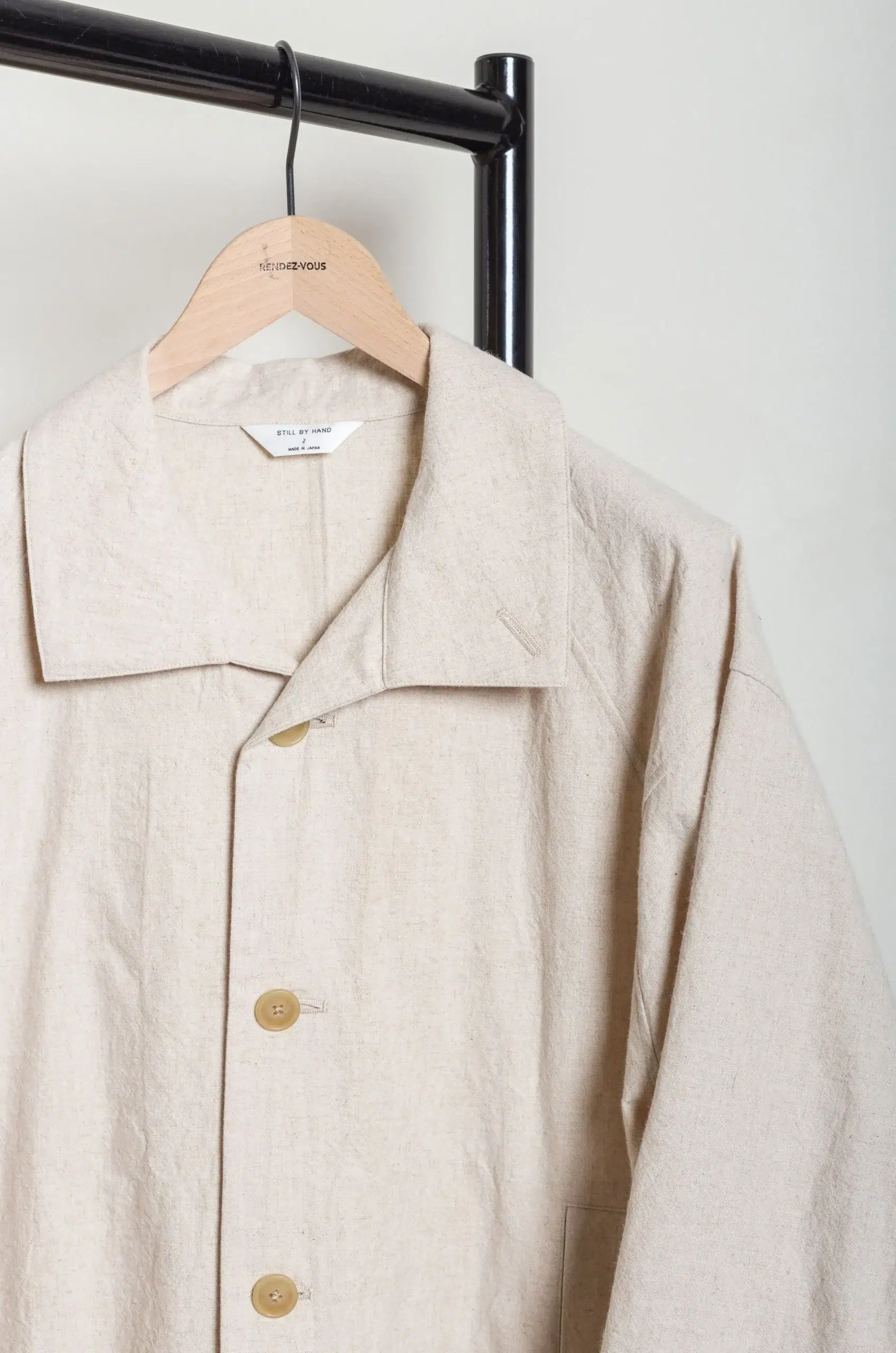 Still By Hand - CO02261OS Cotton/linen half coat - OATMEAL