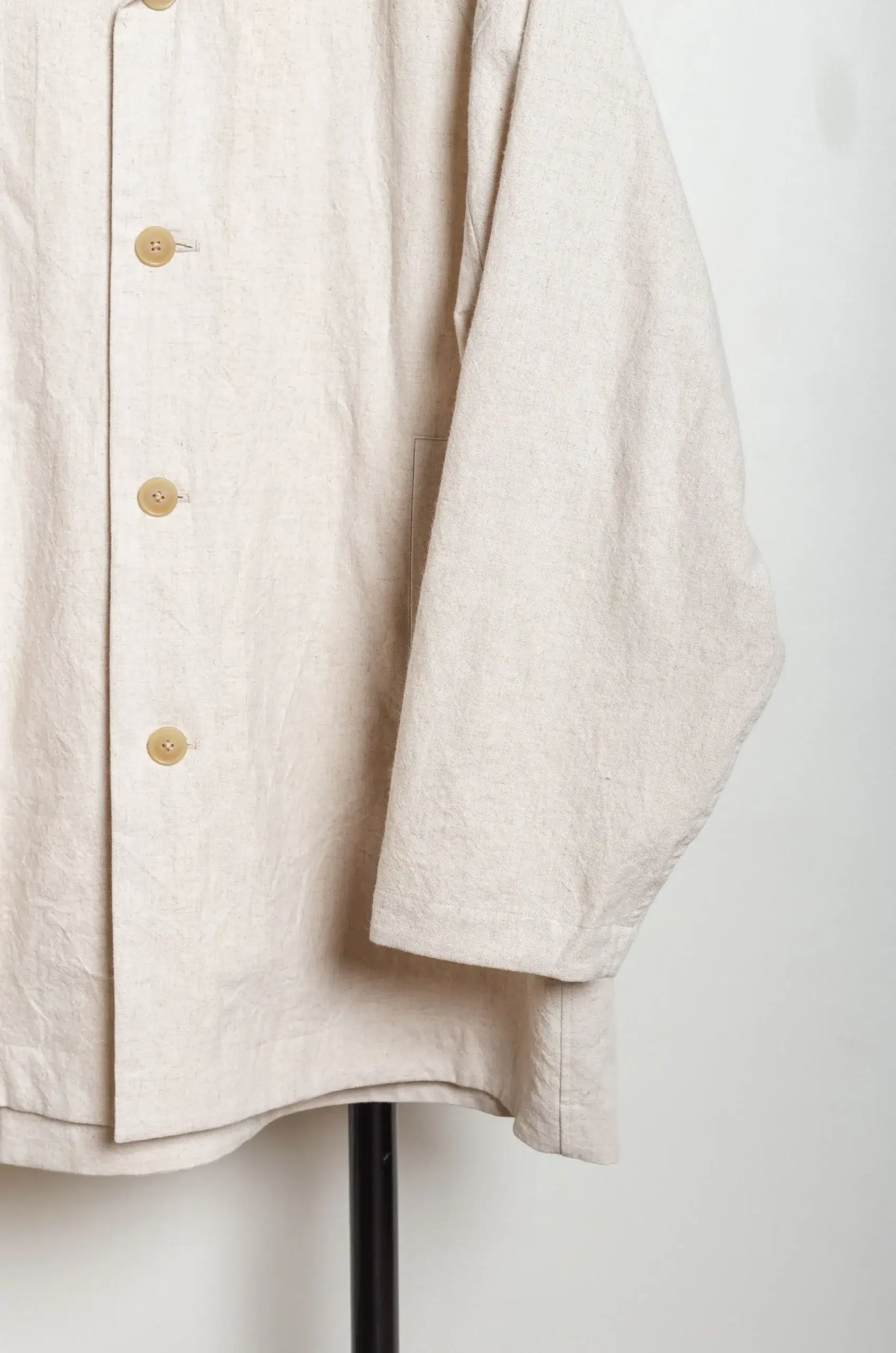 Still By Hand - CO02261OS Cotton/linen half coat - OATMEAL