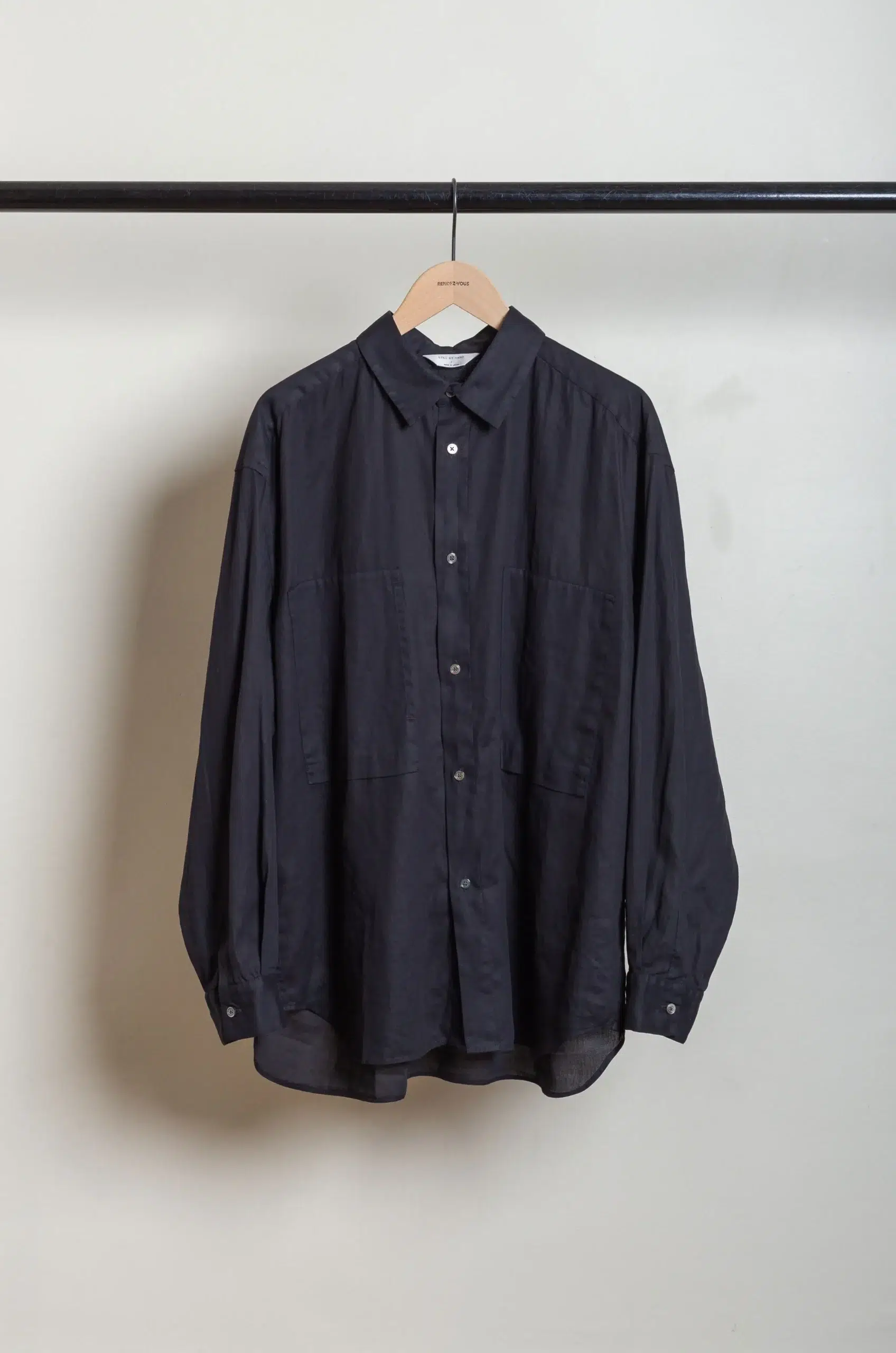 Still By Hand - SH05261OS Garment-dye over shirt - BLACK NAVY