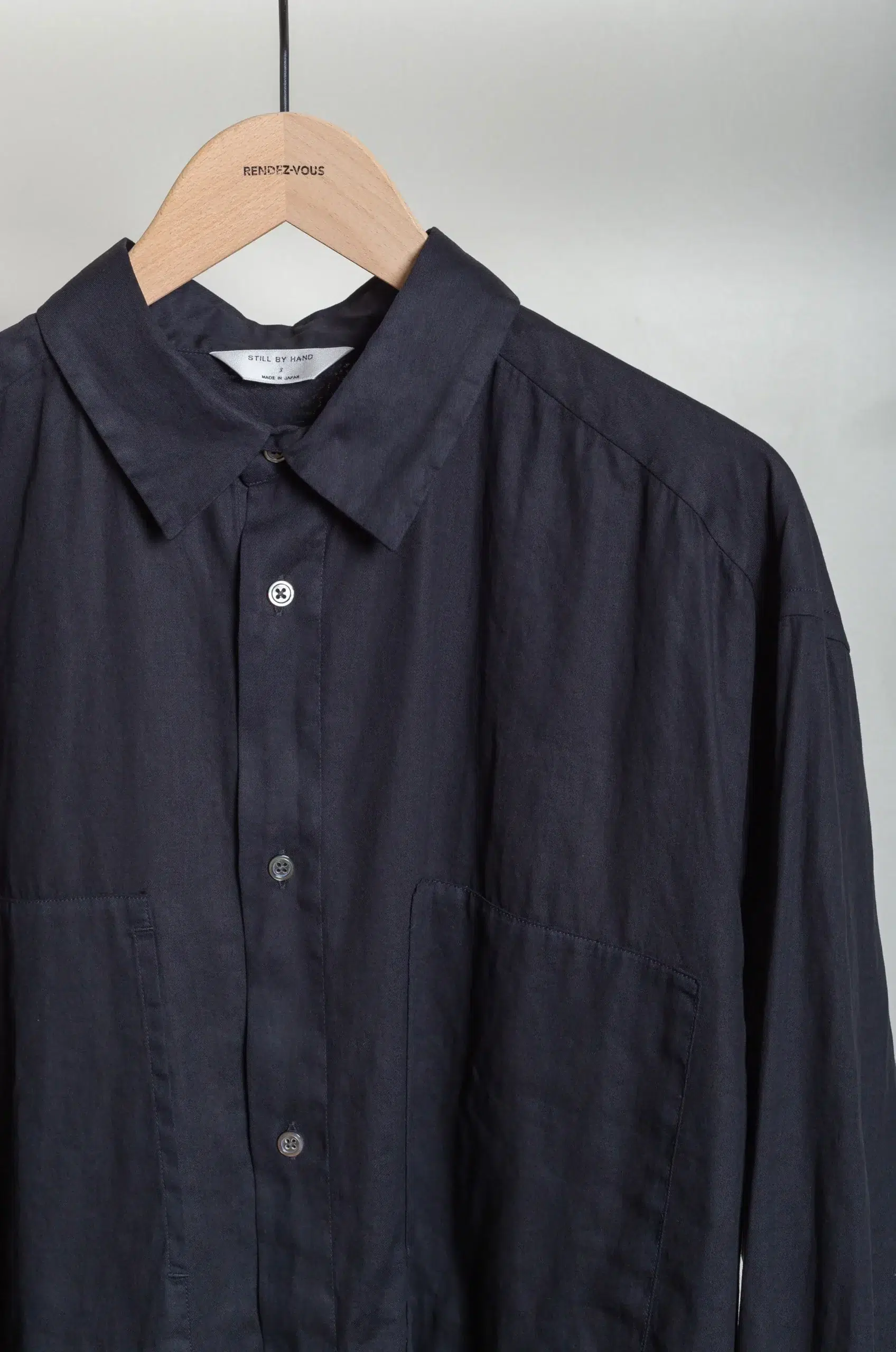 Still By Hand - SH05261OS Garment-dye over shirt - BLACK NAVY