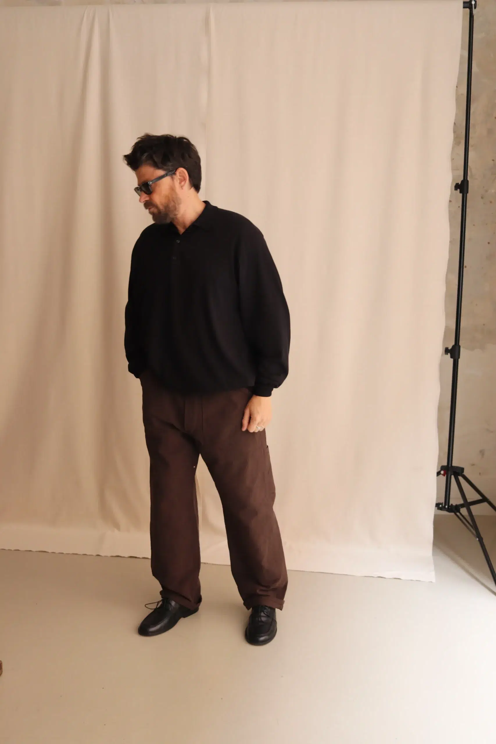 Comoli - COTTON KNIT POLO D01-06013 - BLACK