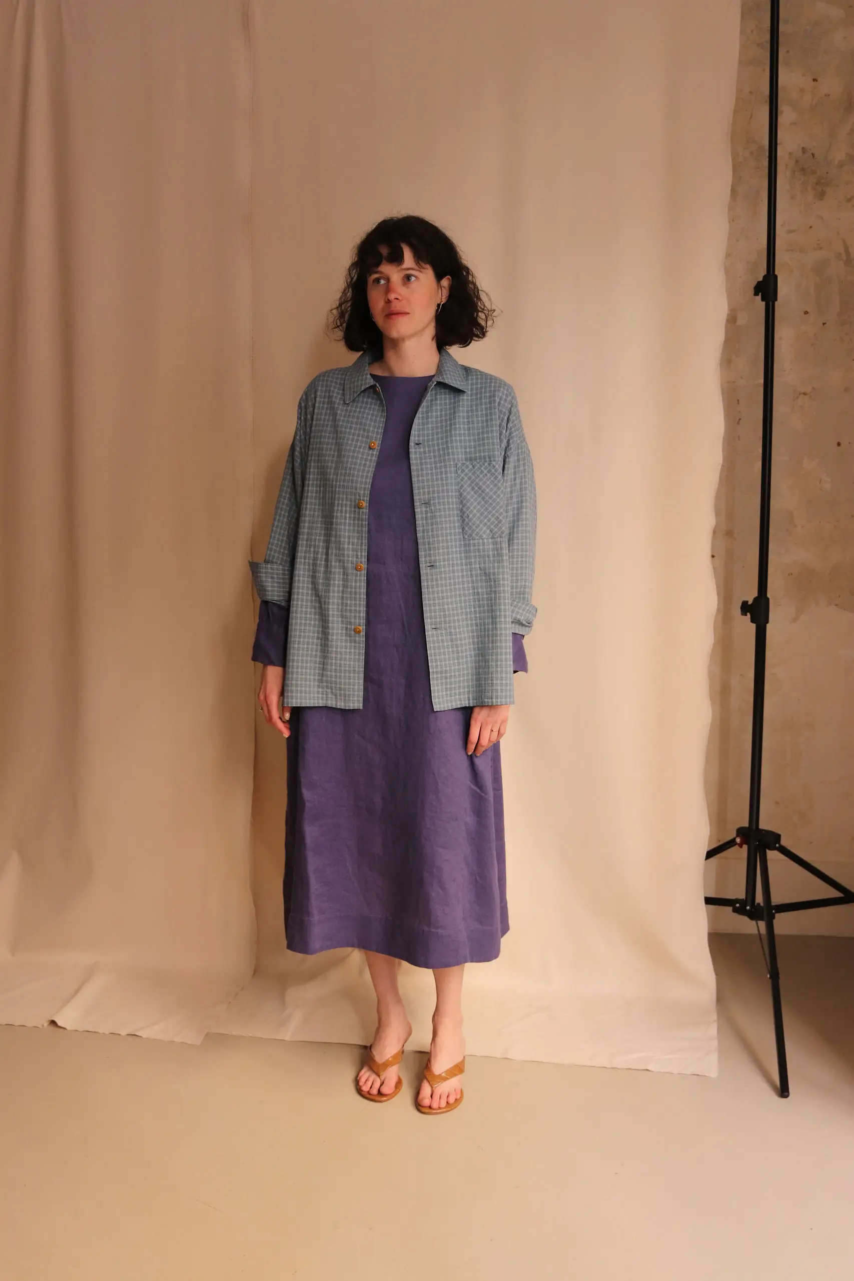 Dopple & Scent - Dobby Check Oversized Shirt DS01044 - Blue