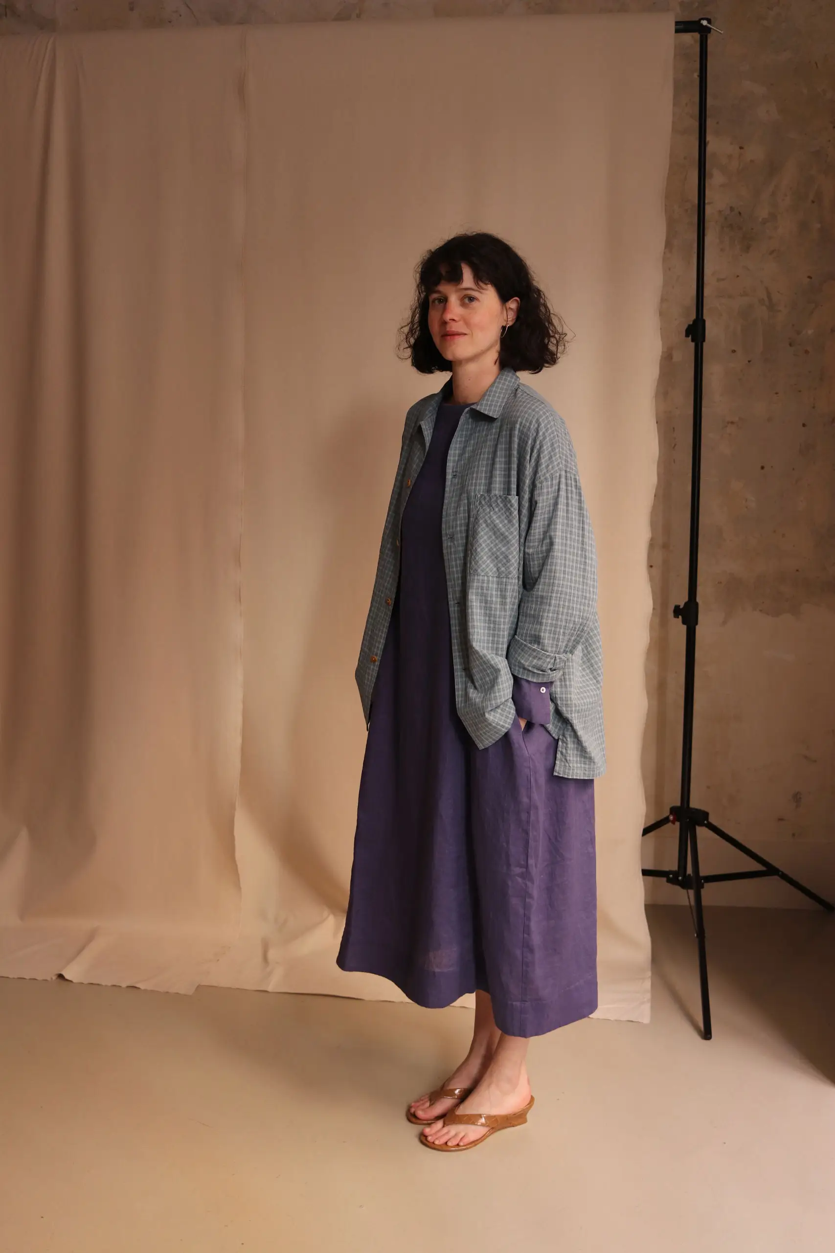 Dopple & Scent - Dobby Check Oversized Shirt DS01044 - Blue