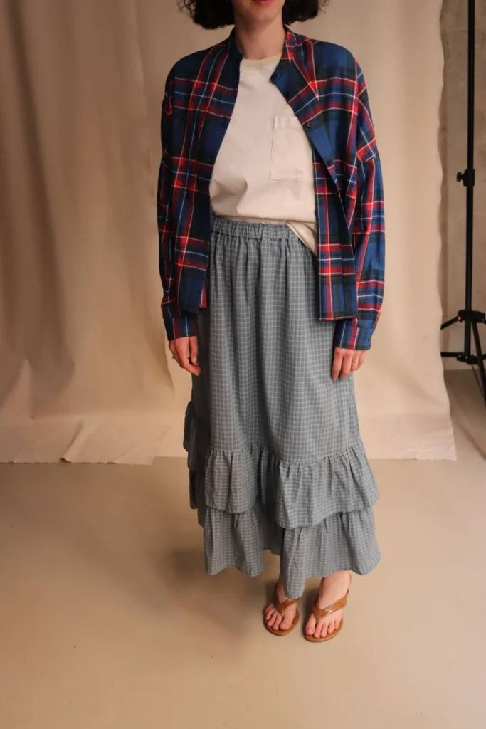 Dopple & Scent - Dobby Check Frill Skirt DS01045 - Blue