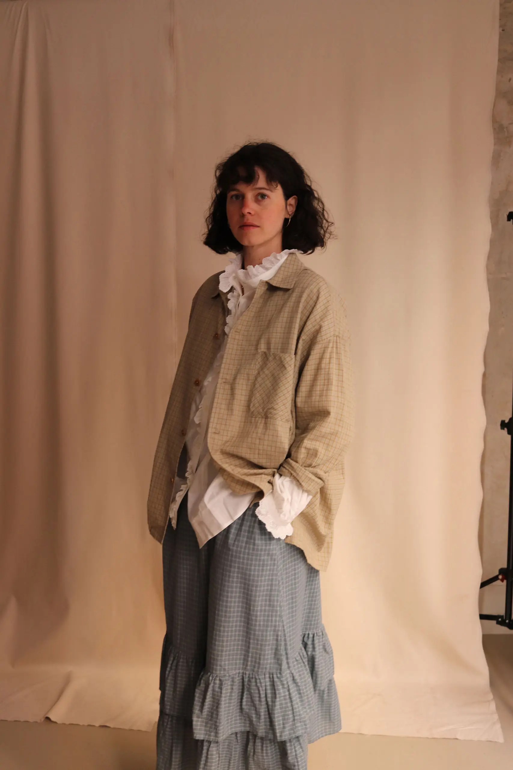 Dopple & Scent - Dobby Check Oversized Shirt DS01044 - Beige