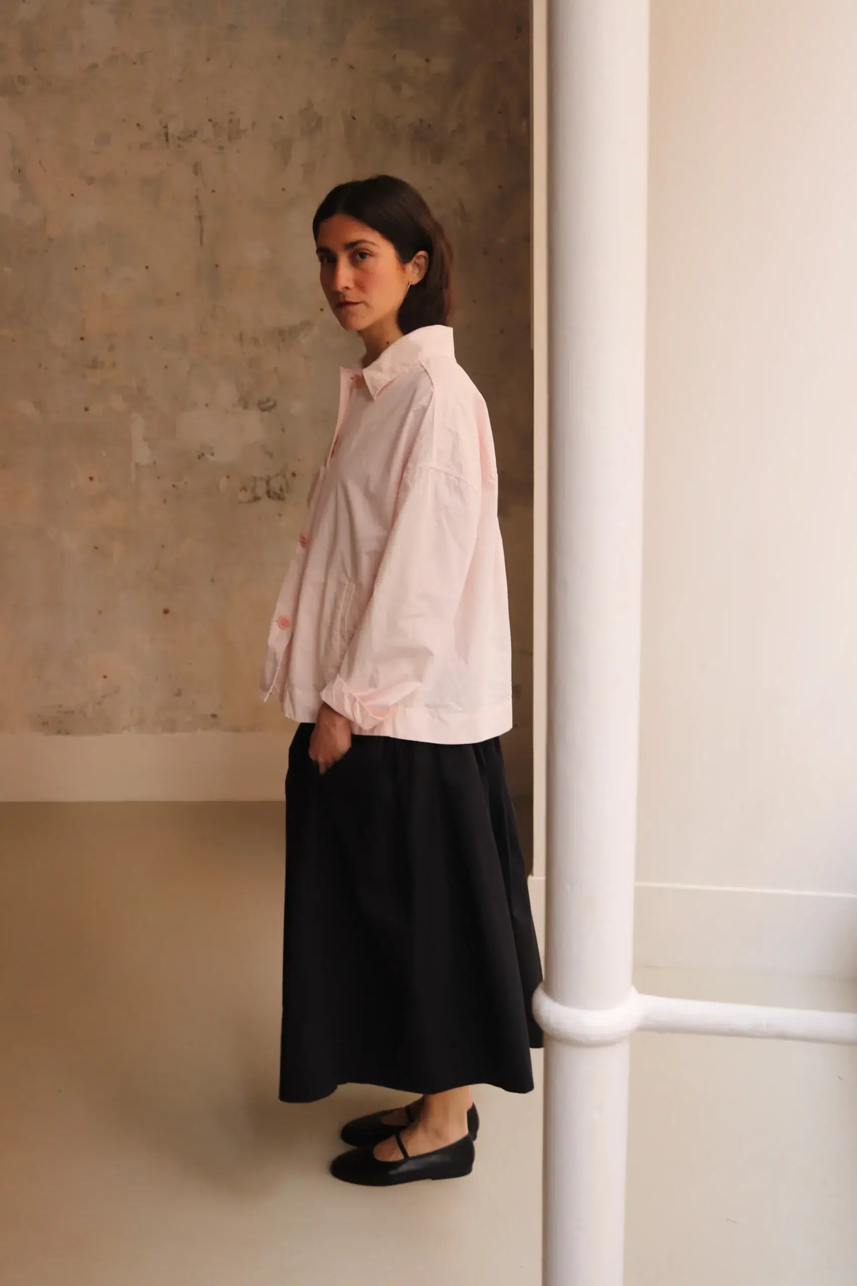 Casey Casey - SIMPLE RIDEAUX SKIRT 26FJ242 - BLACK