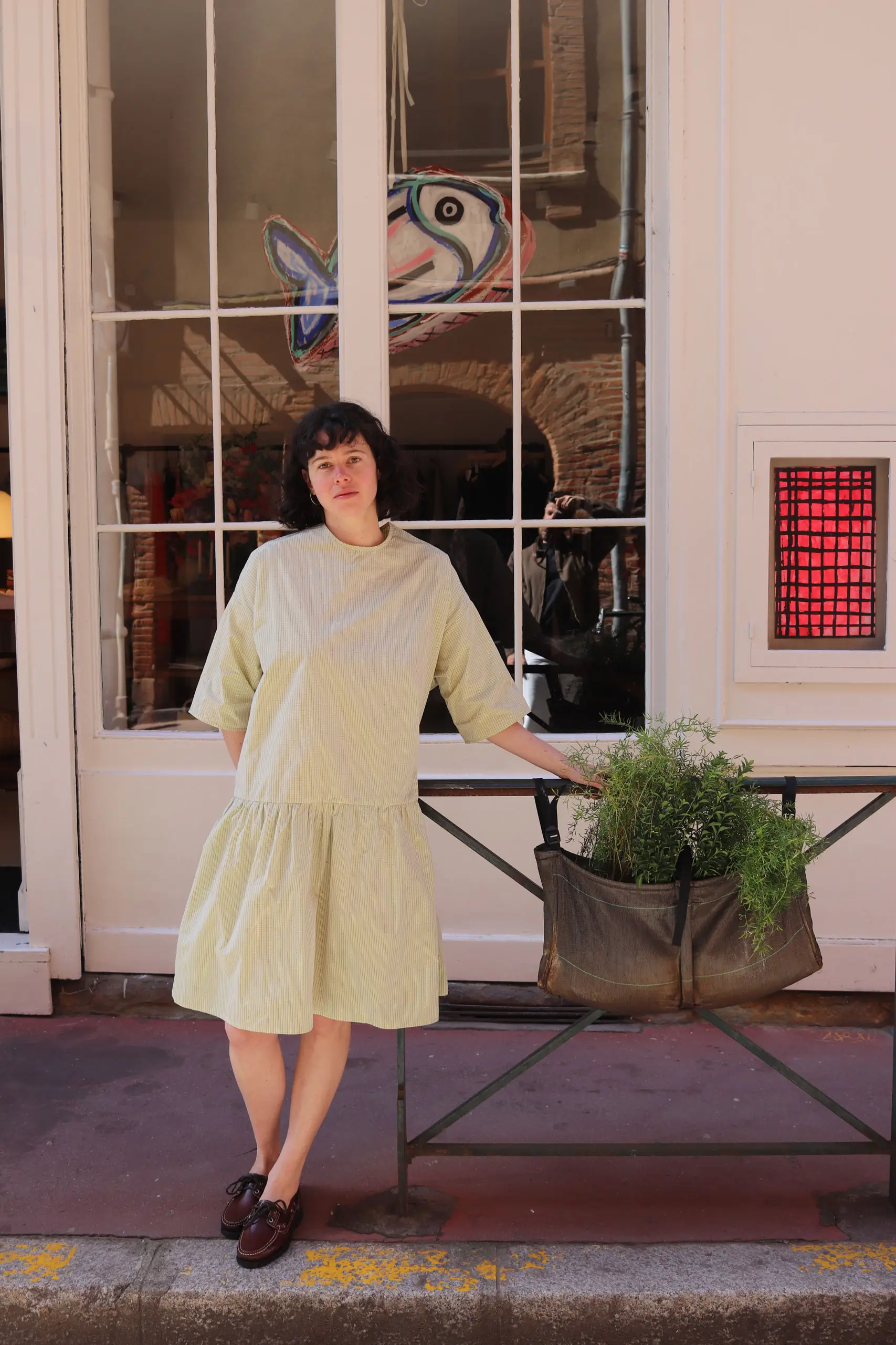 Eleph - SHORT MUMU DRESS C9010417 - GREEN CHECK