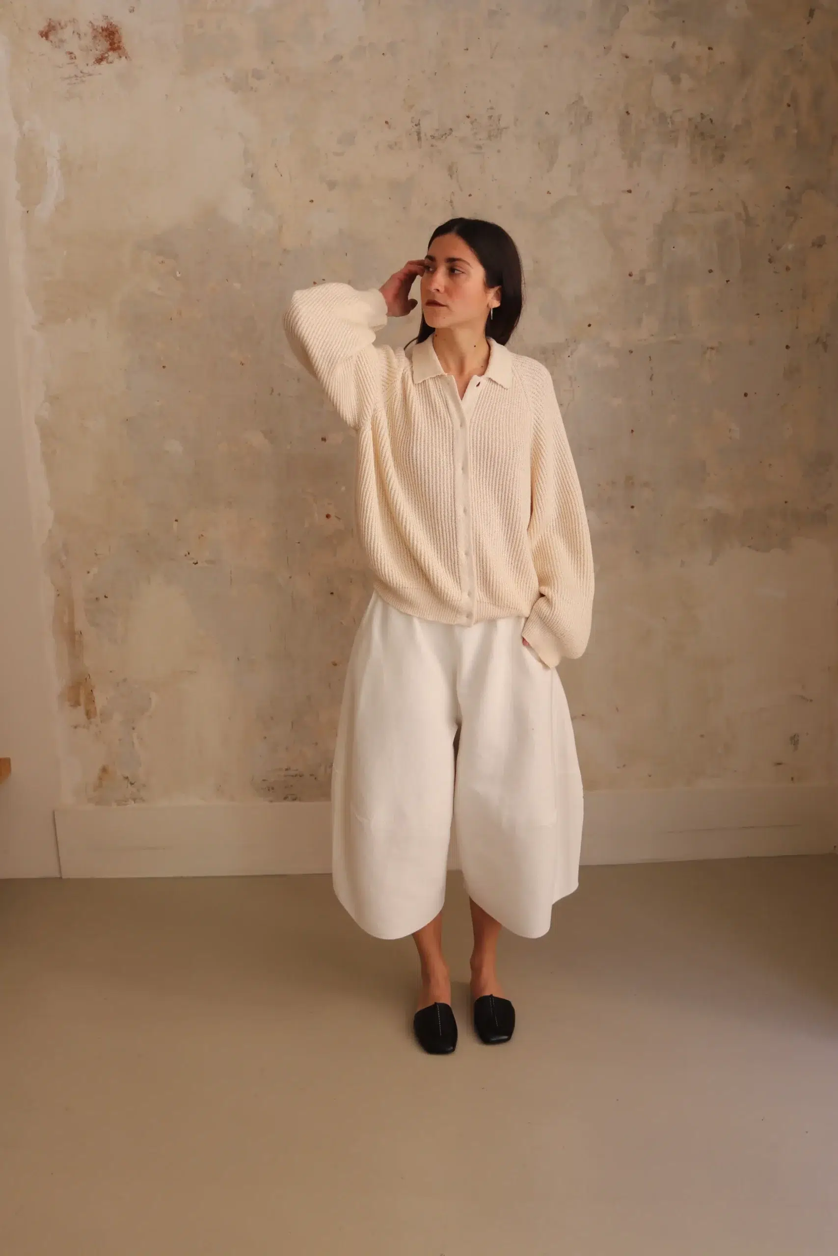 Boboutic - Shirt Cardigan Ribbed - Milk