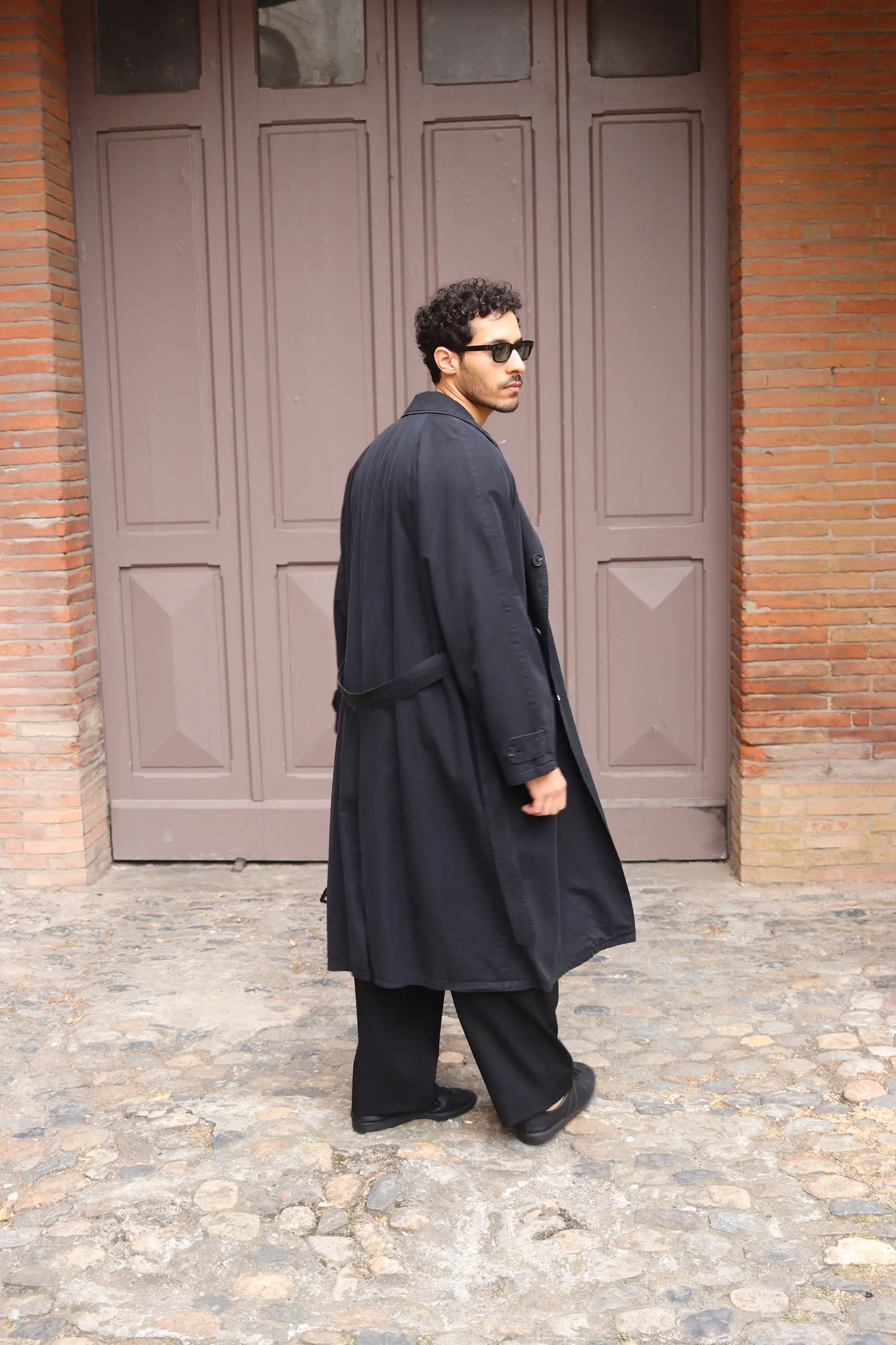 STEIN - COTTON RAYON VINTAGE PADDED BALMACAAN COAT ST.1370 - BLACK