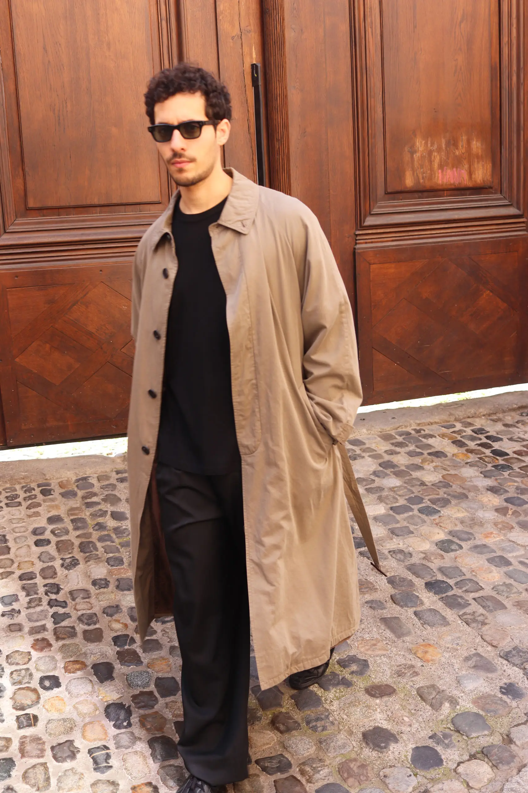 STEIN - COTTON RAYON VINTAGE PADDED BALMACAAN COAT ST.1370 - BEIGE