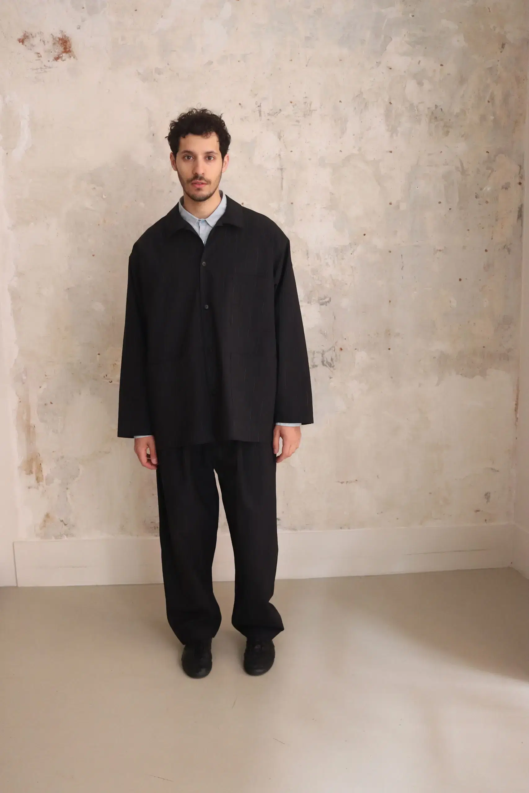 Yoko Sakamoto - DOUBLE PLEATED WIDE EASY PANTS - BLACK (L)