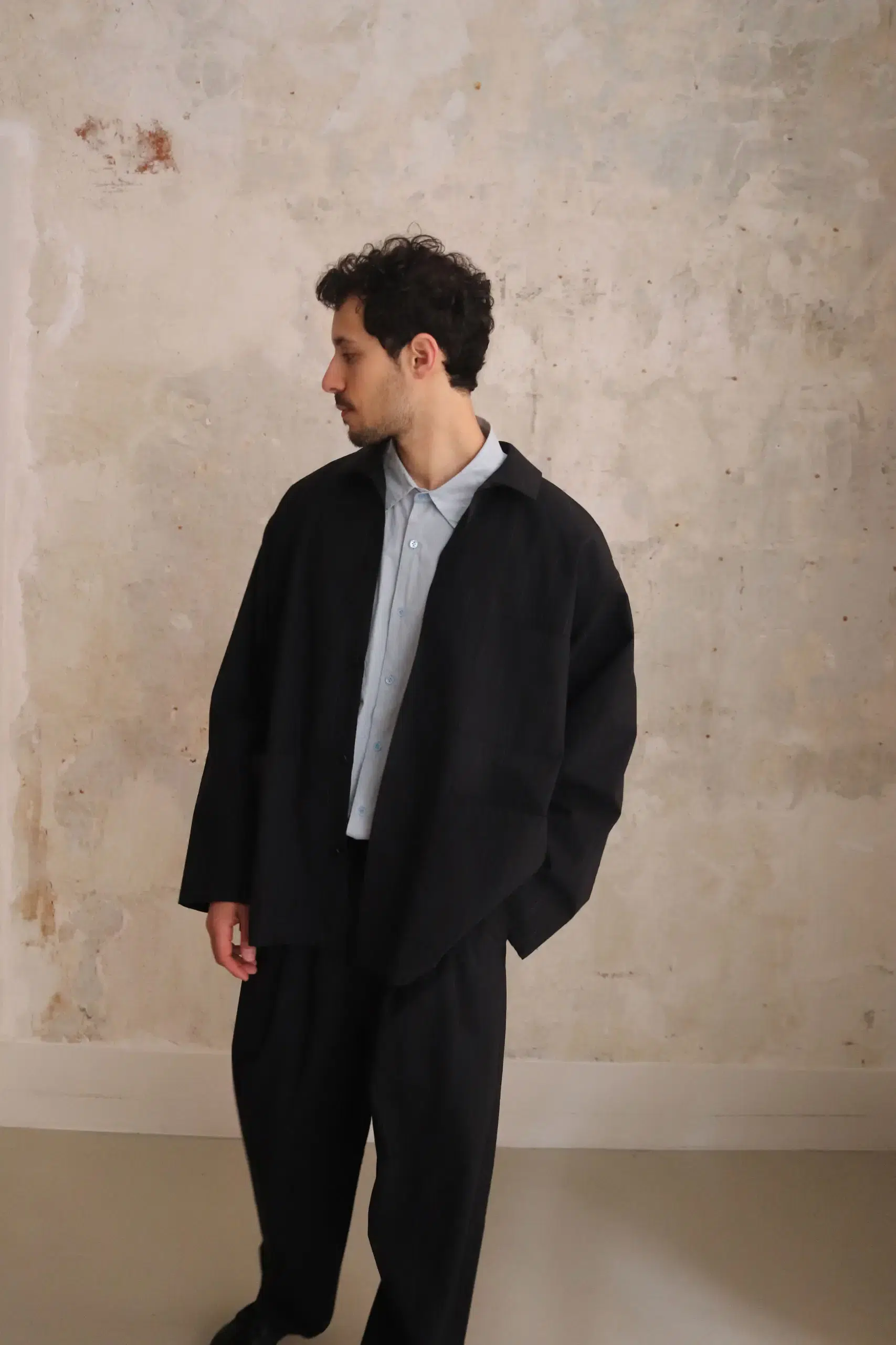 Yoko Sakamoto - DOUBLE PLEATED WIDE EASY PANTS - BLACK (L)