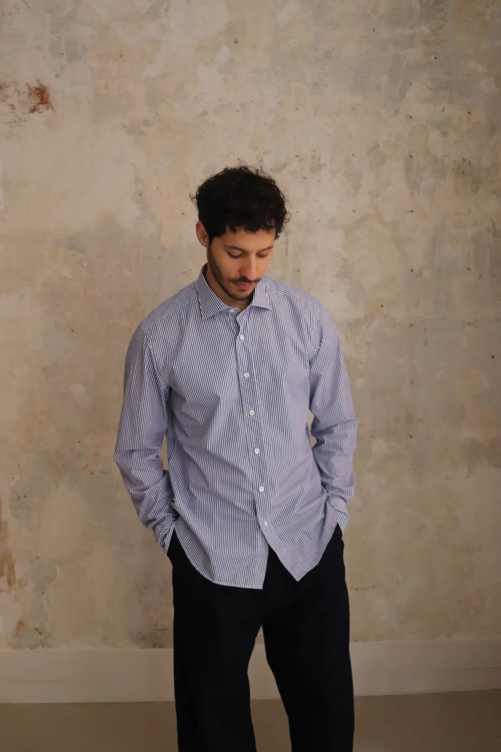 Everyday Shirts - REGENTSOFT W015608 - RIGA BLU / DARK BLUE STRIPED