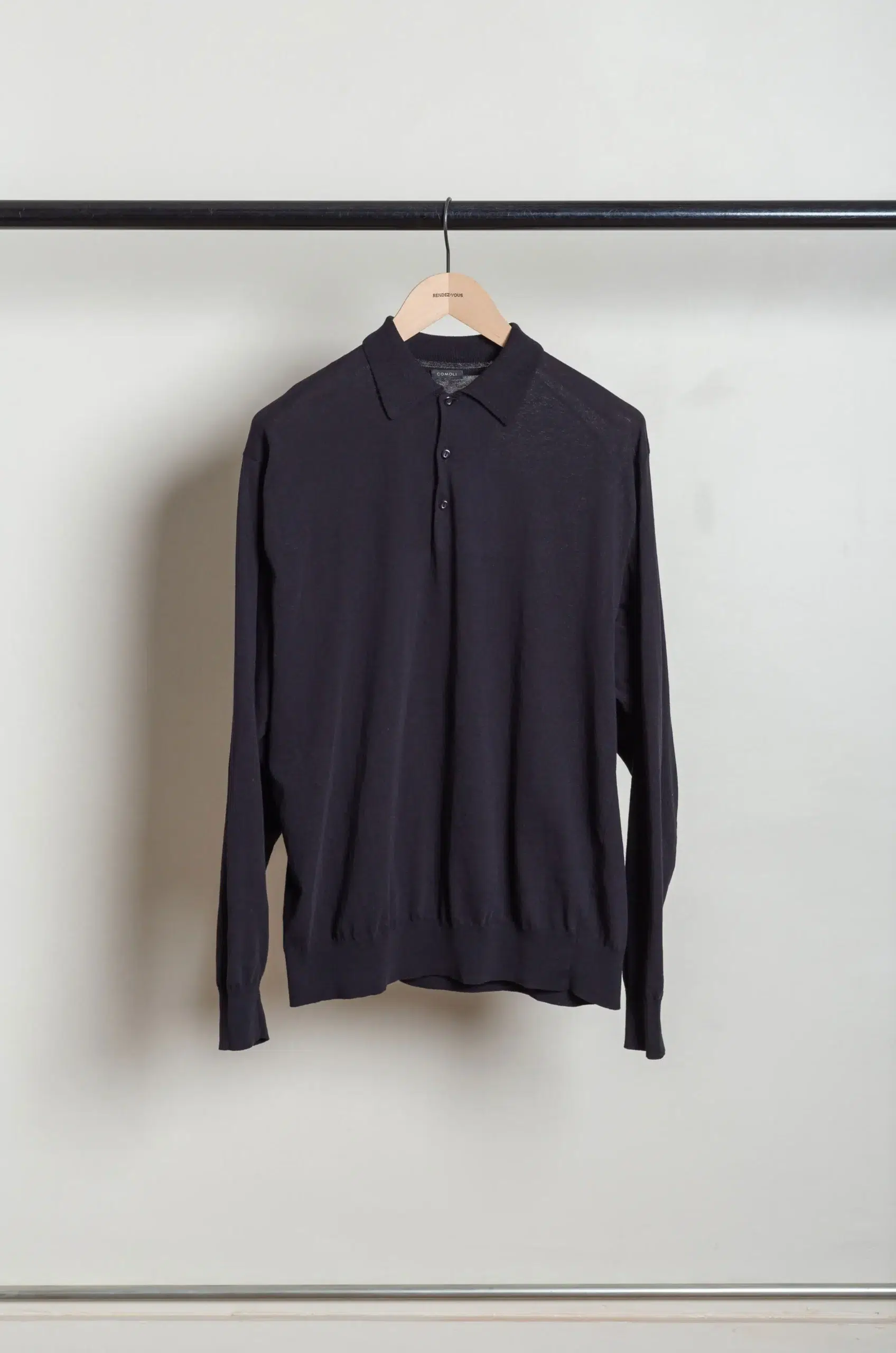 Comoli - COTTON KNIT POLO D01-06013 - BLACK