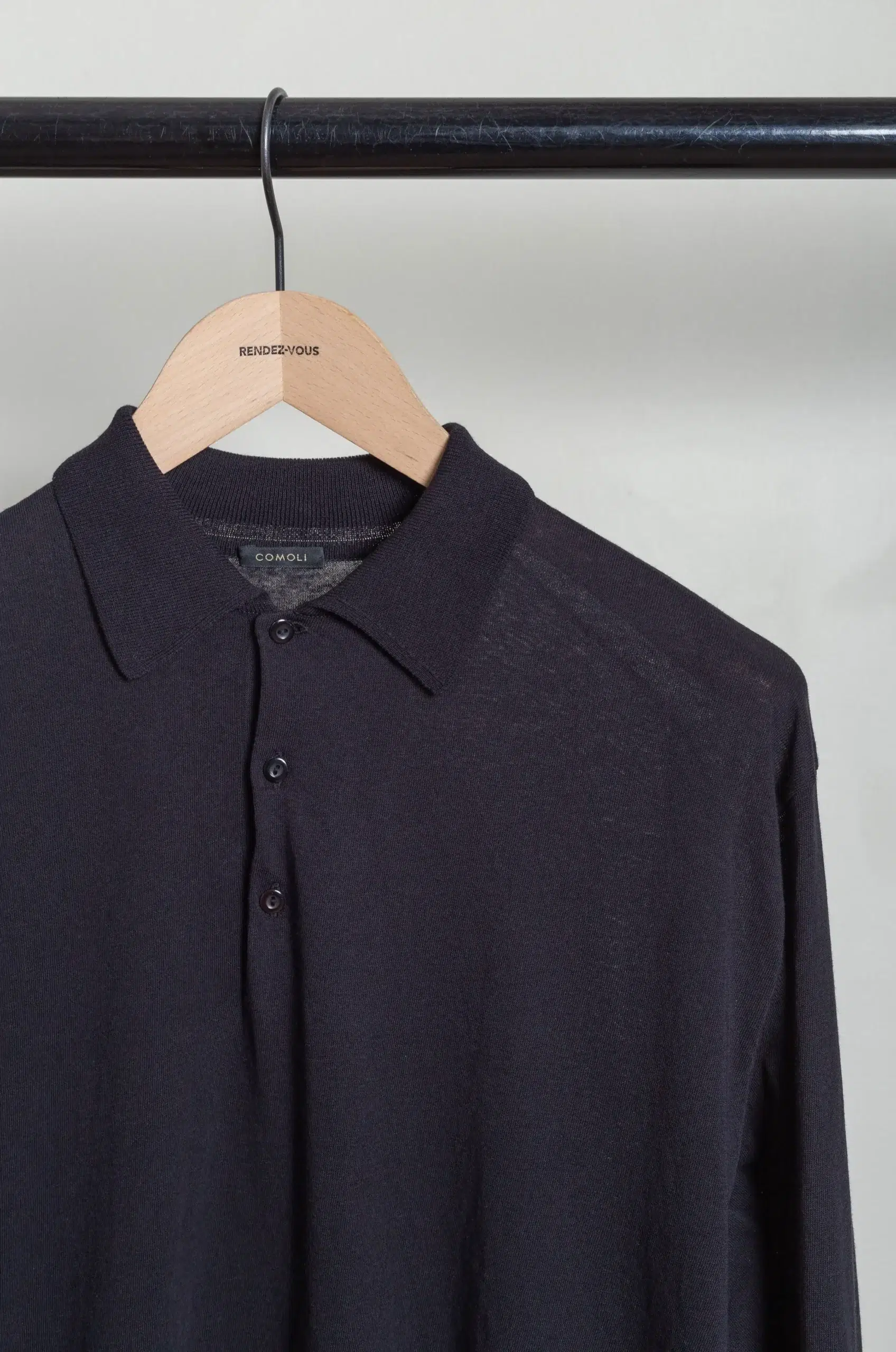 Comoli - COTTON KNIT POLO D01-06013 - BLACK
