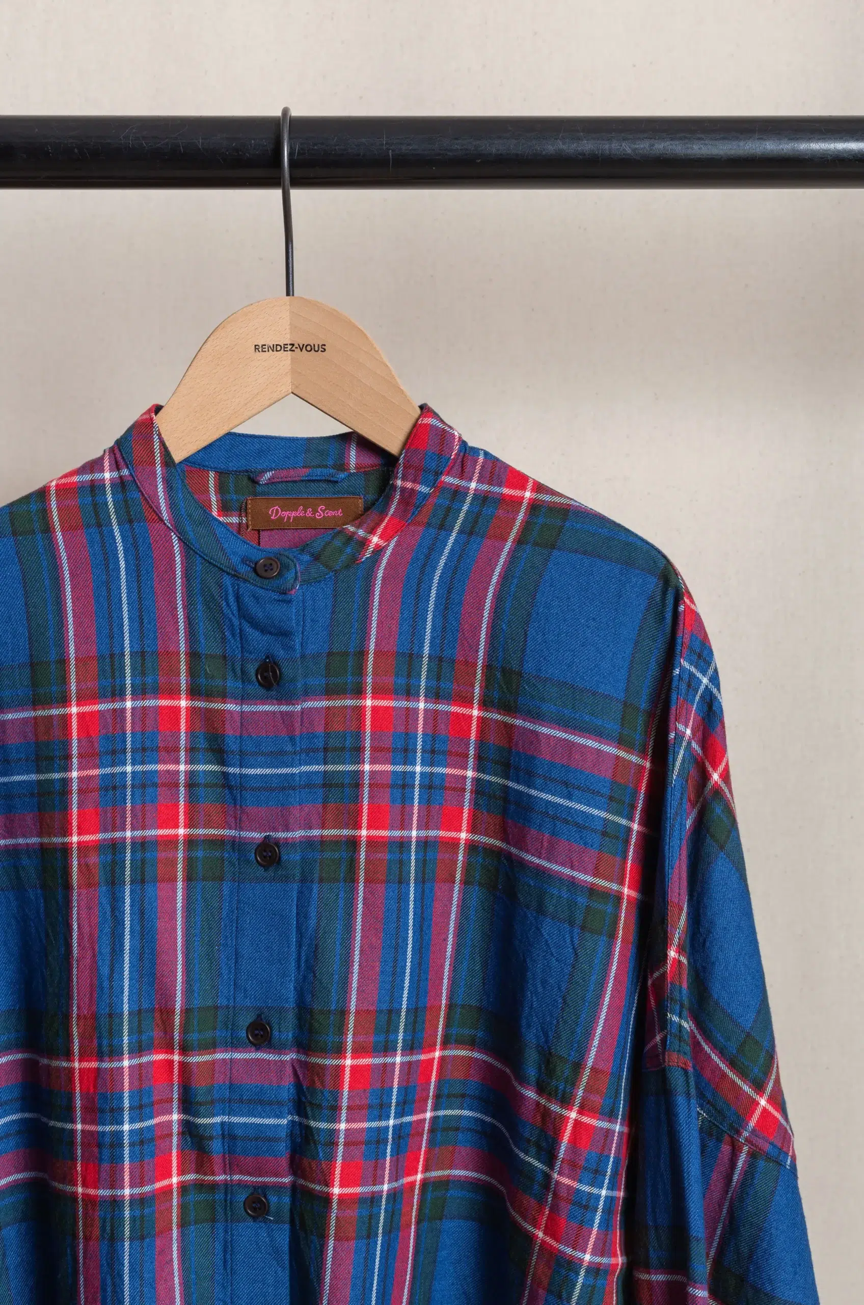 Dopple & Scent - Indigo Tartan Oversized Shirt DS01010 - Blue
