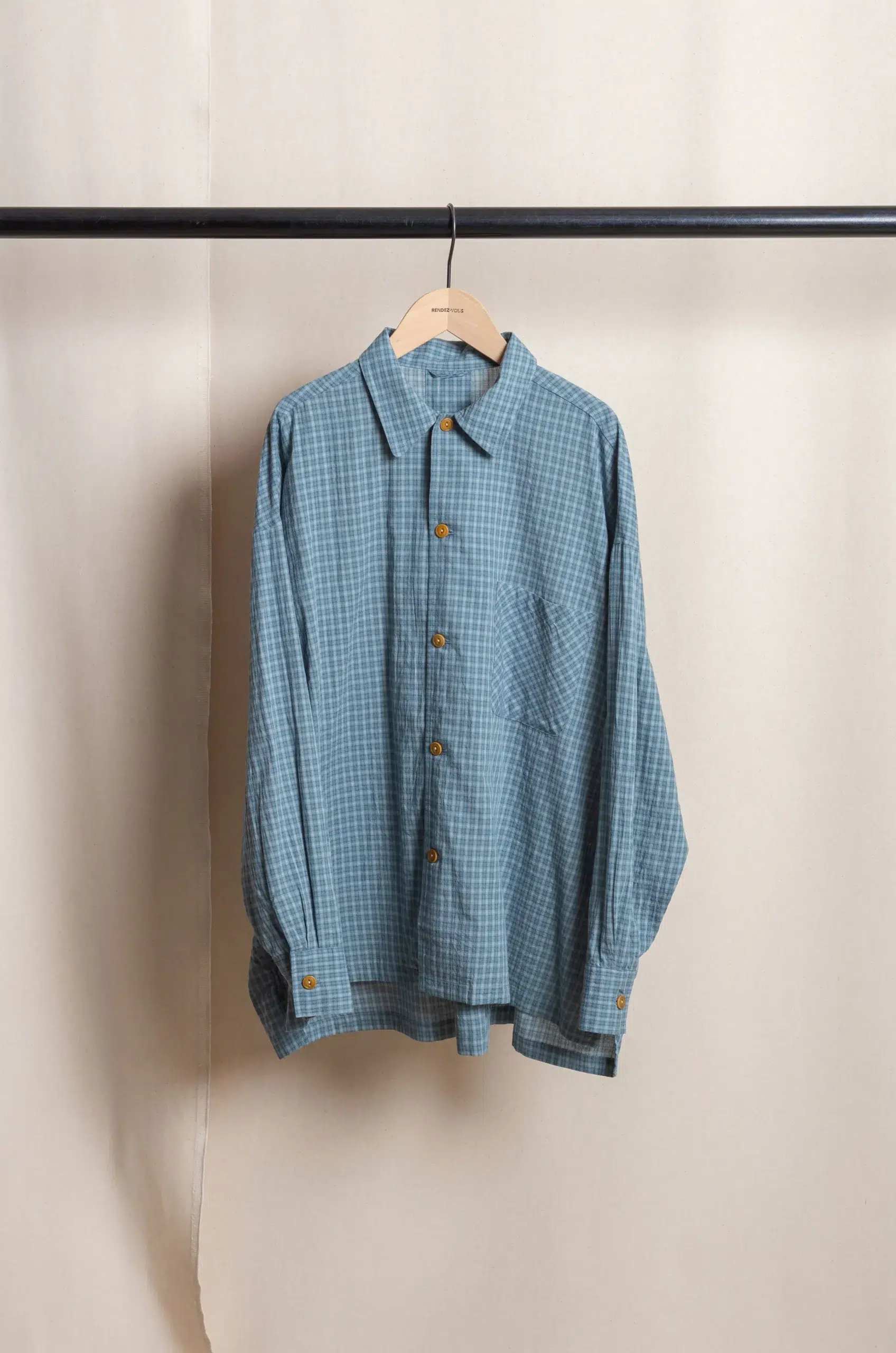 Dopple & Scent - Dobby Check Oversized Shirt DS01044 - Blue