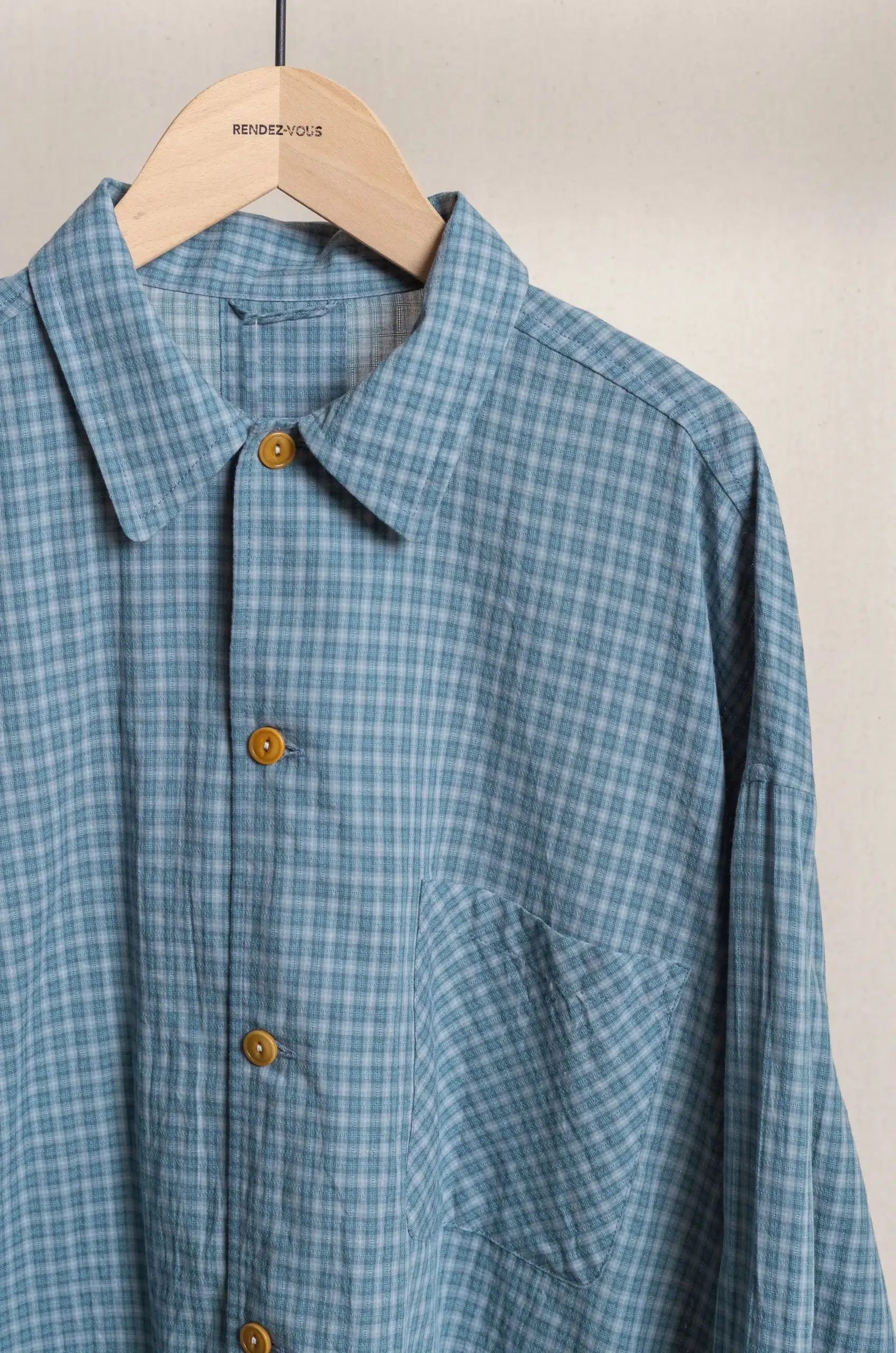 Dopple & Scent - Dobby Check Oversized Shirt DS01044 - Blue