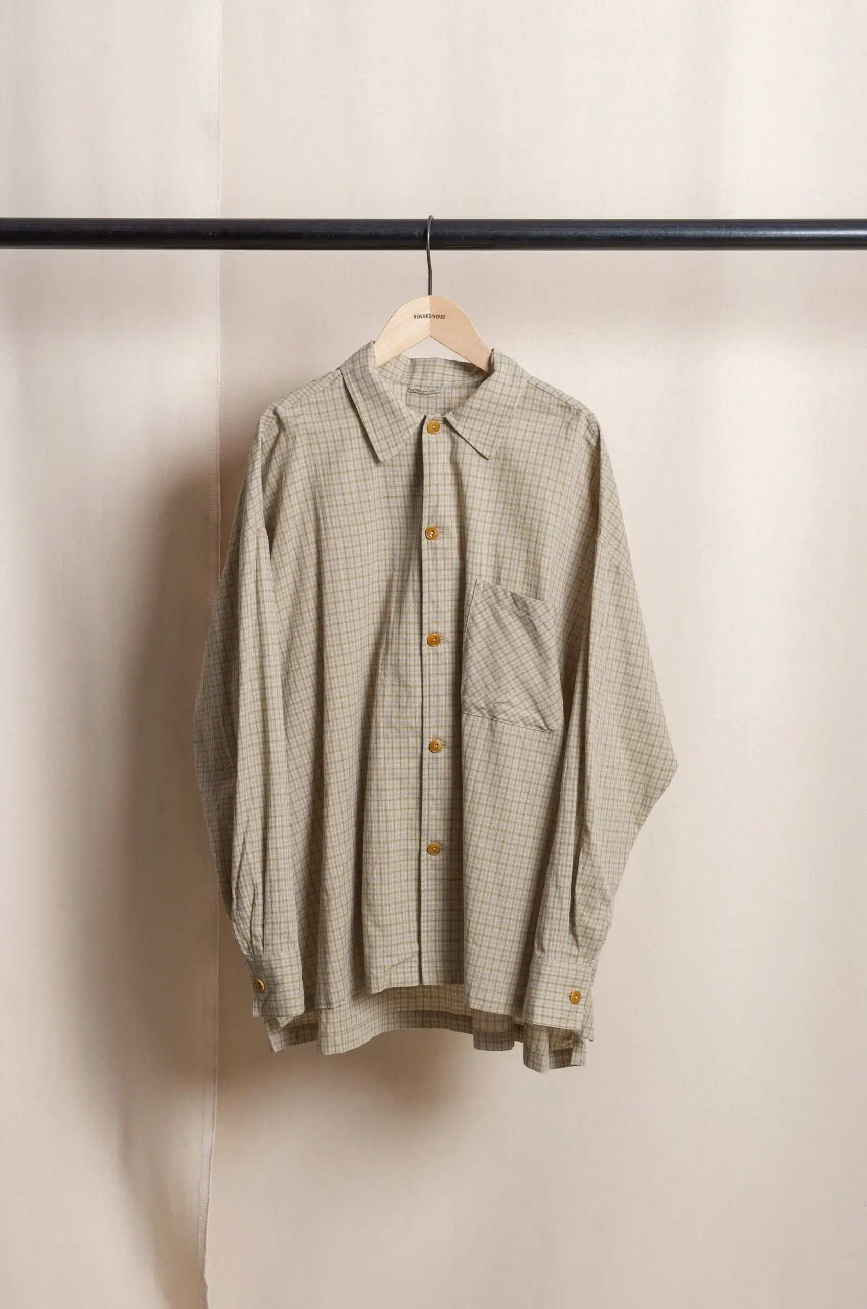 Dopple & Scent - Dobby Check Oversized Shirt DS01044 - Beige