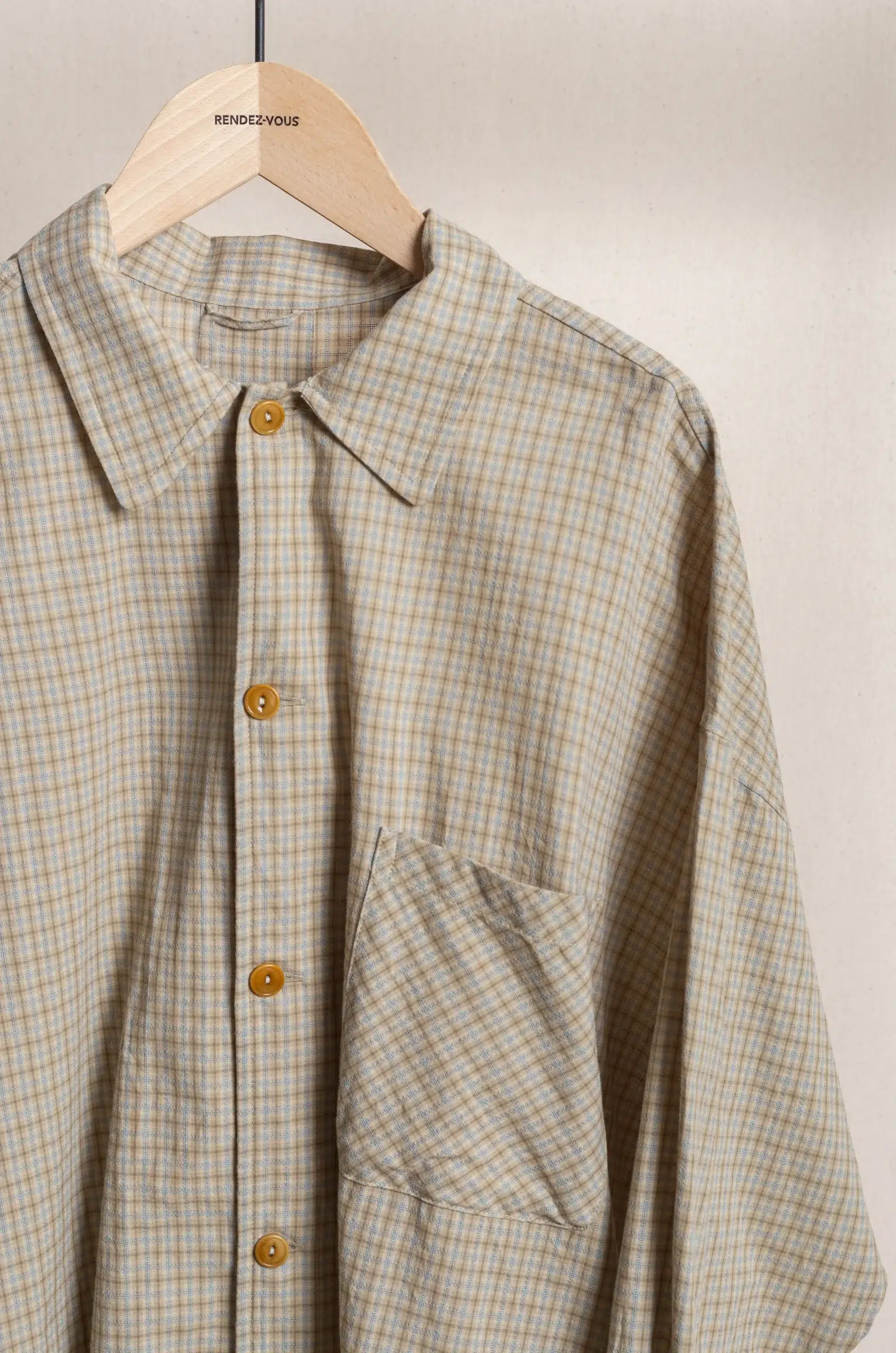 Dopple & Scent - Dobby Check Oversized Shirt DS01044 - Beige