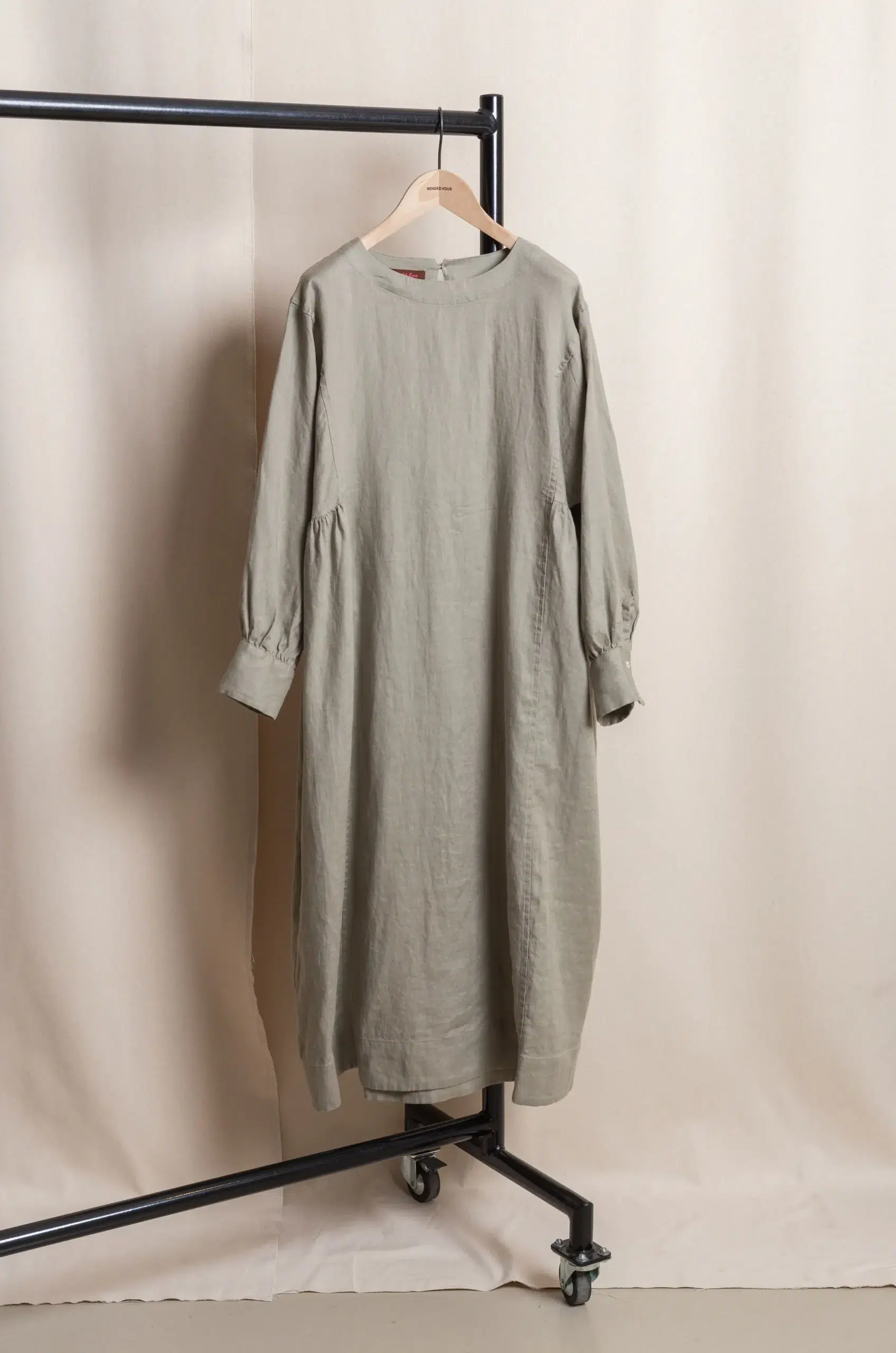 Dopple & Scent - Linen Gather Dress DS01001 - Beige