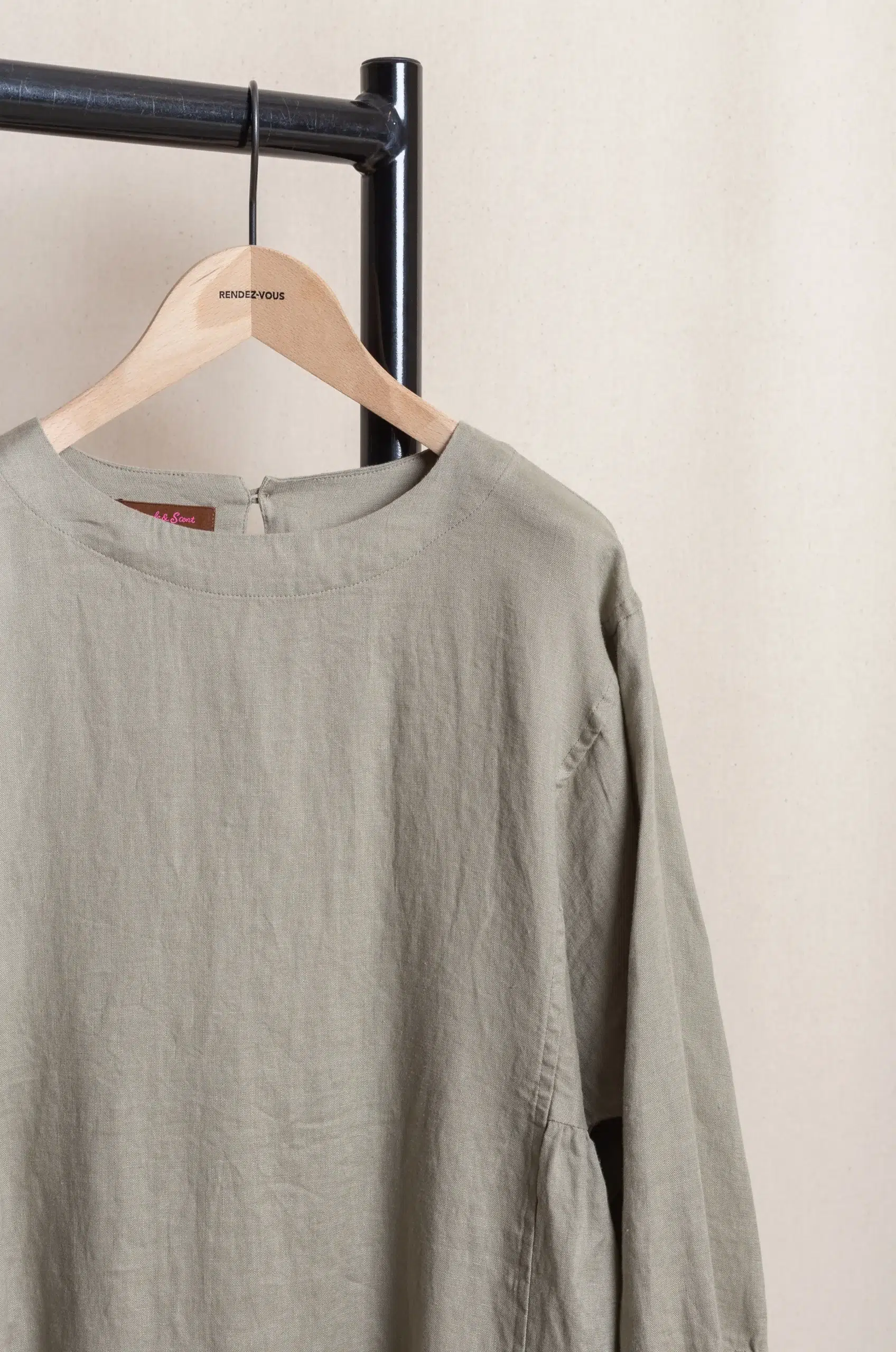 Dopple & Scent - Linen Gather Dress DS01001 - Beige