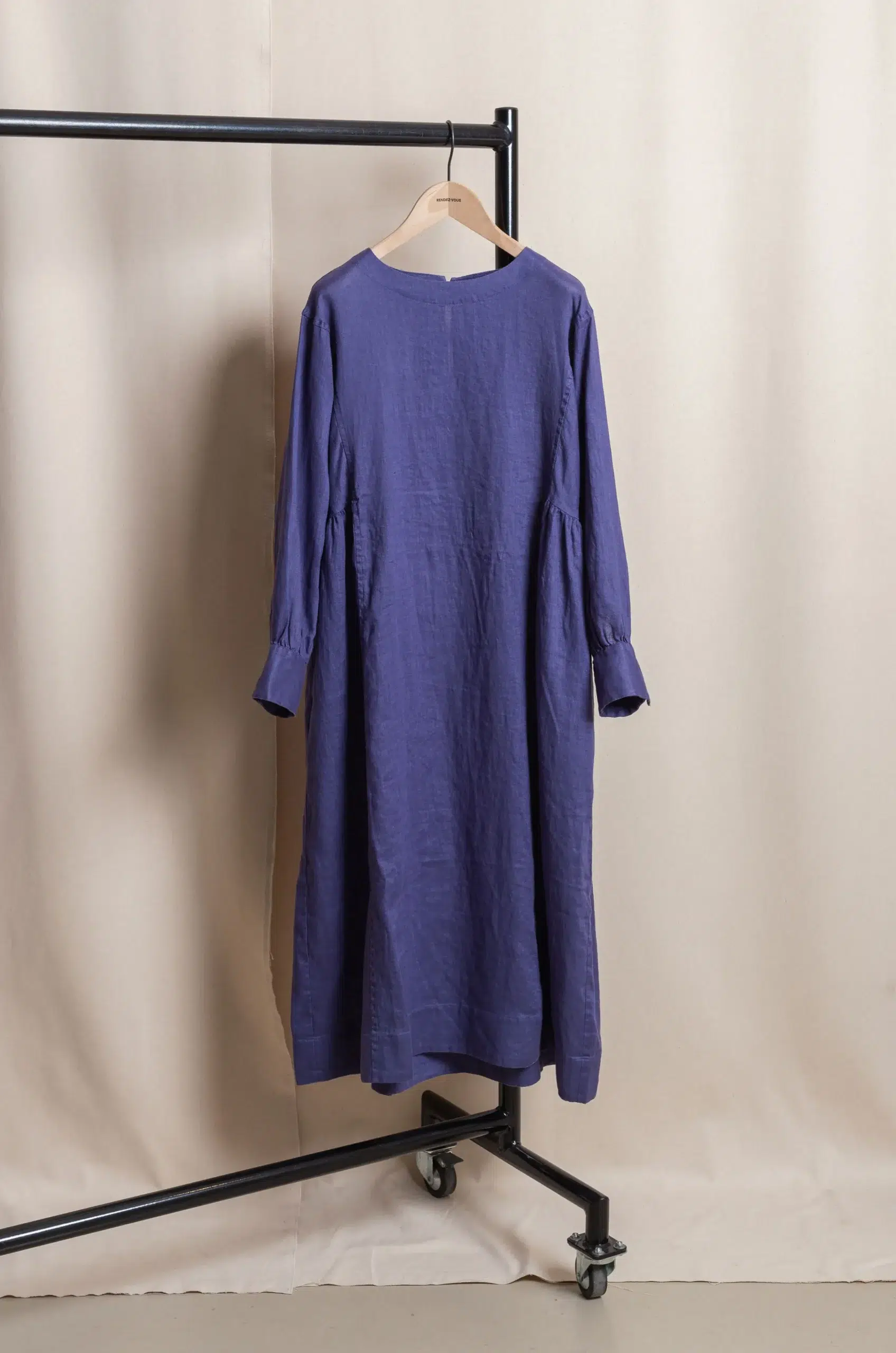 Dopple & Scent - Linen Gather Dress DS01001 - Blue