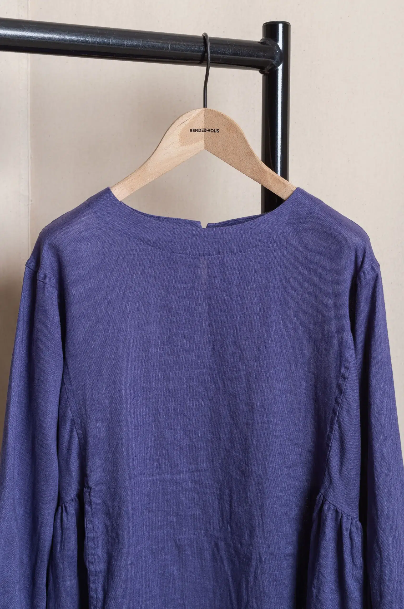 Dopple & Scent - Linen Gather Dress DS01001 - Blue