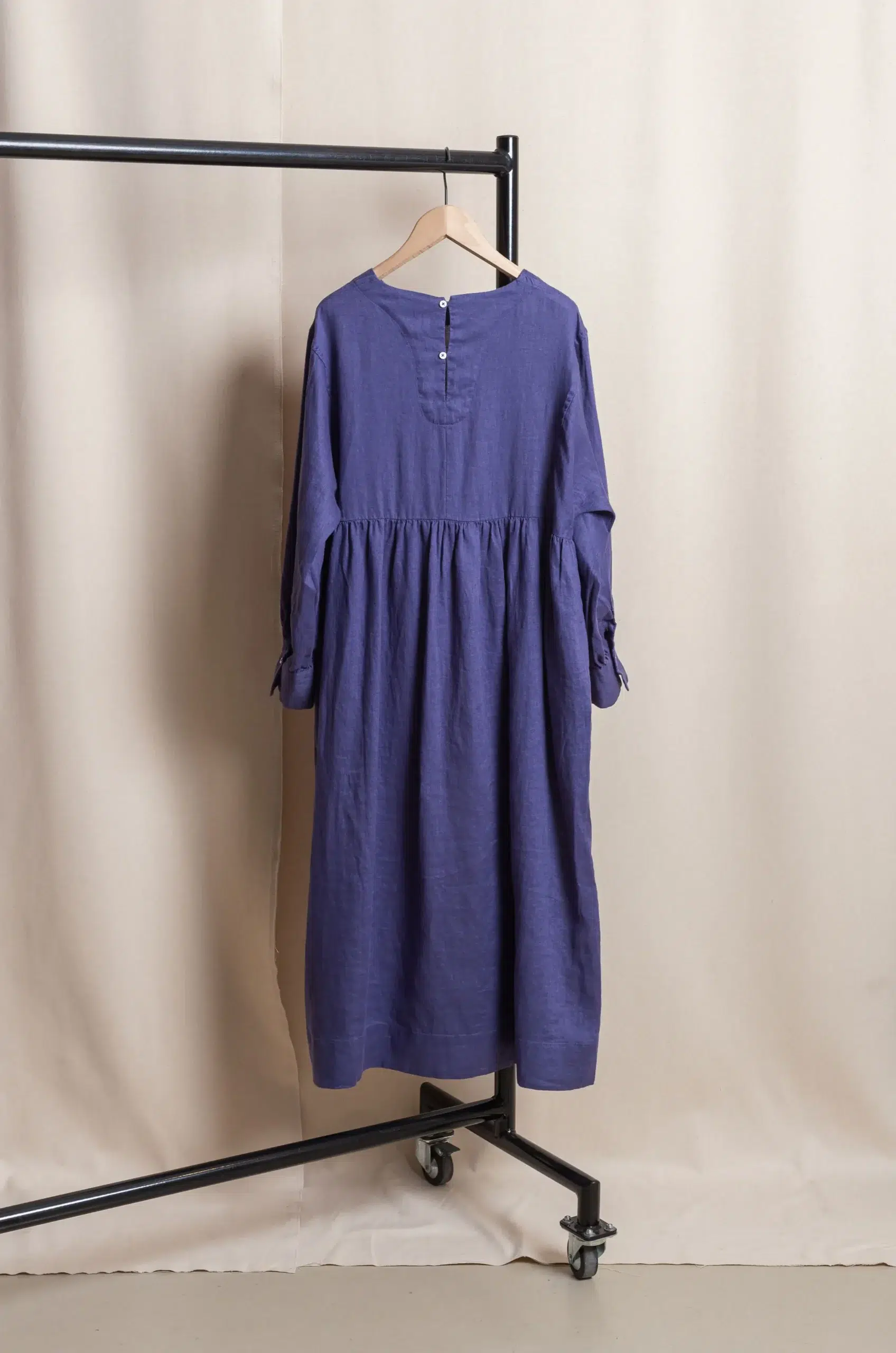 Dopple & Scent - Linen Gather Dress DS01001 - Blue