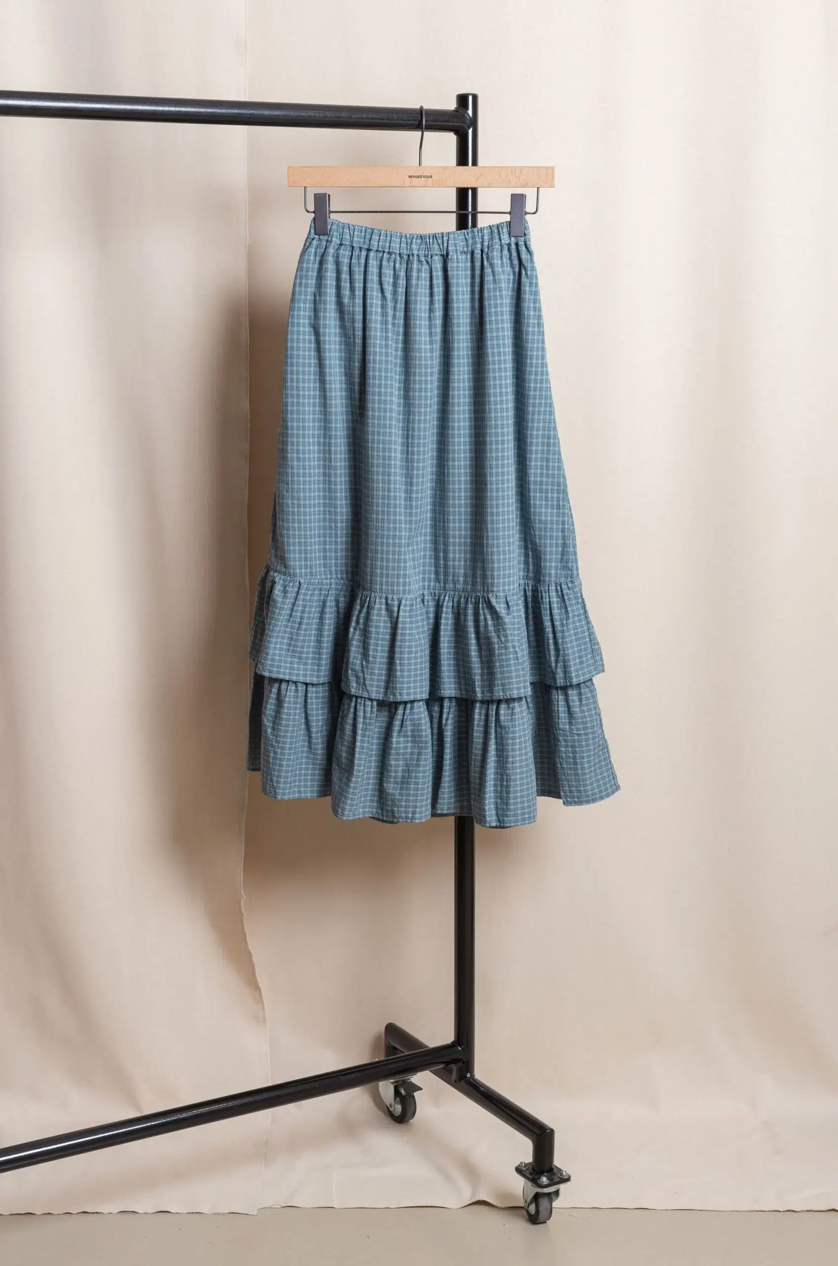Dopple & Scent - Dobby Check Frill Skirt DS01045 - Blue