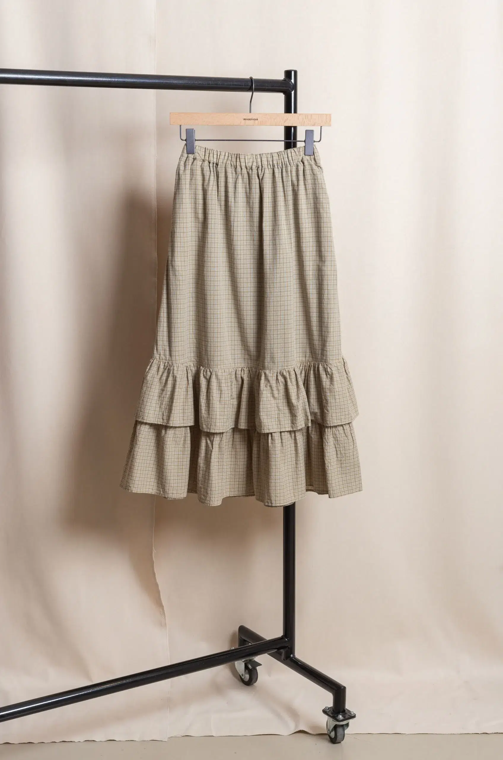 Dopple & Scent - Dobby Check Frill Skirt DS01045 - Beige