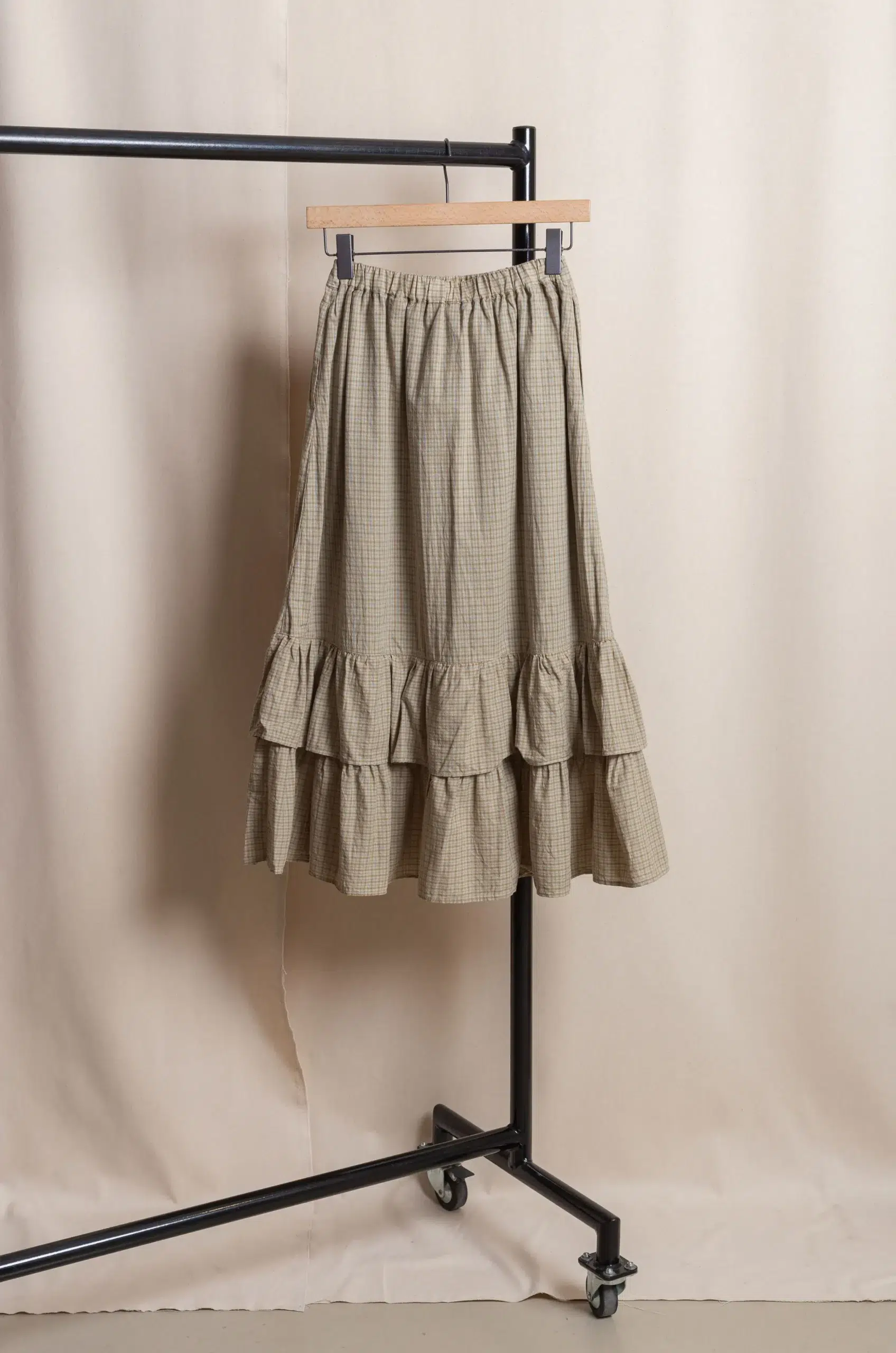 Dopple & Scent - Dobby Check Frill Skirt DS01045 - Beige