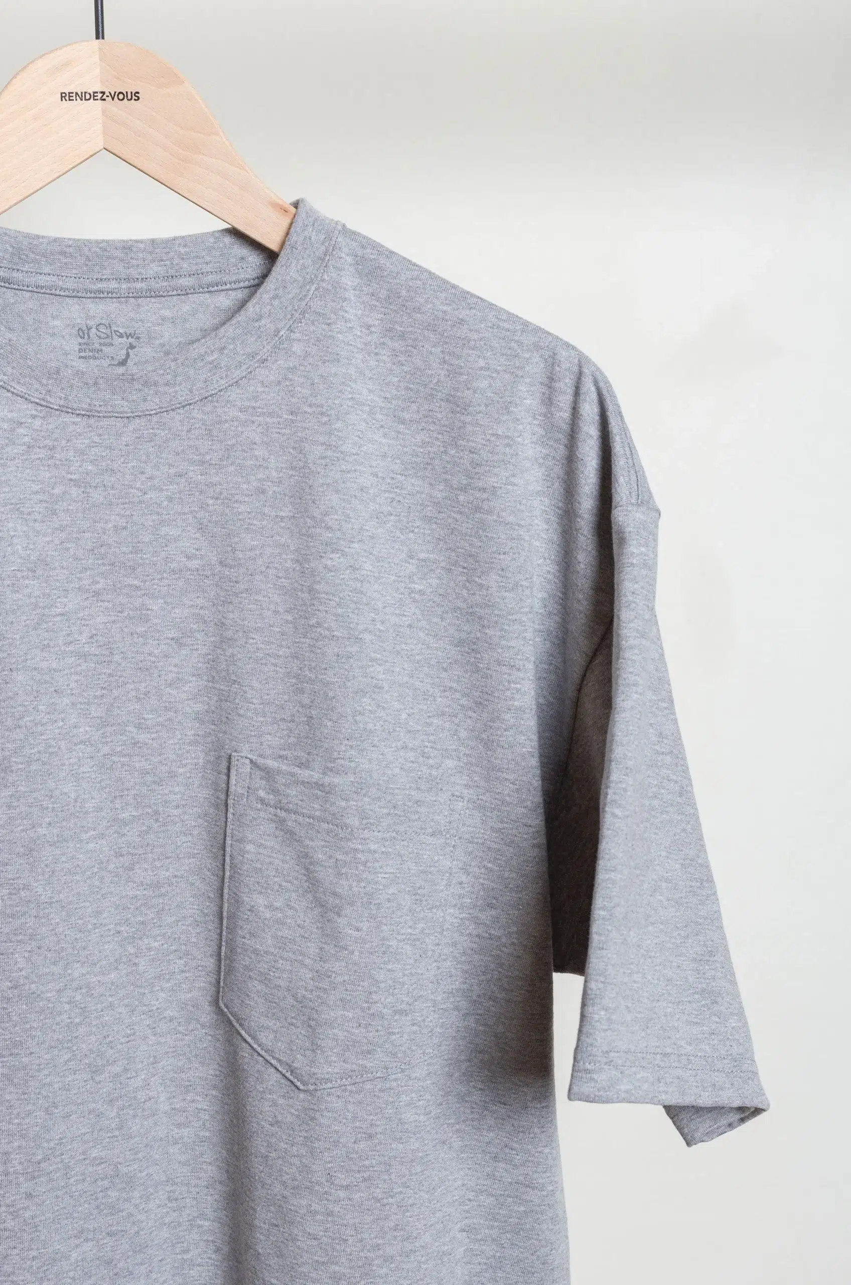 Orslow - STURDY COTTON T-SHIRT WITH POCKET 03-0017N-64 - HEATHER GRAY