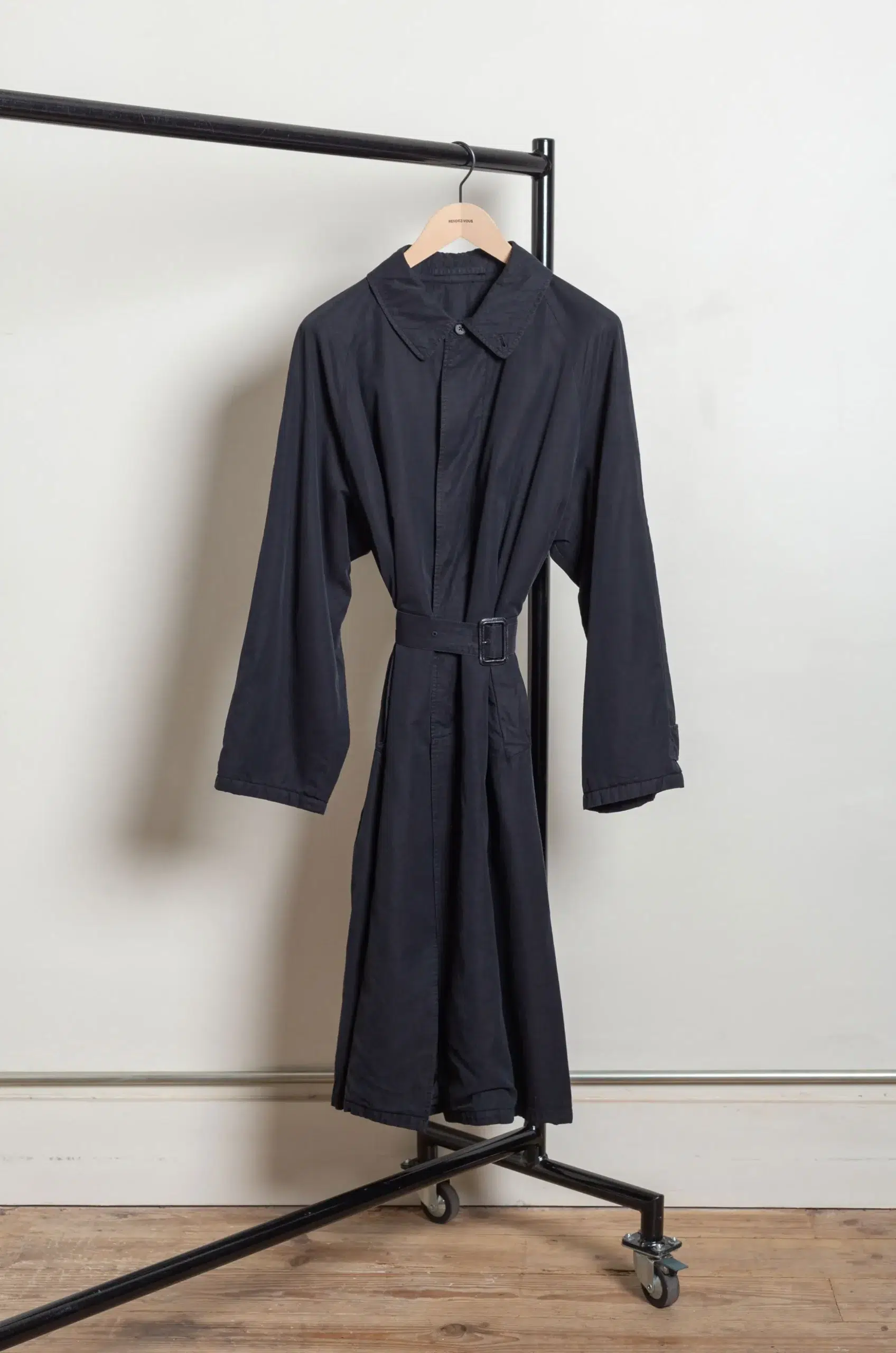 STEIN - COTTON RAYON VINTAGE PADDED BALMACAAN COAT ST.1370 - BLACK