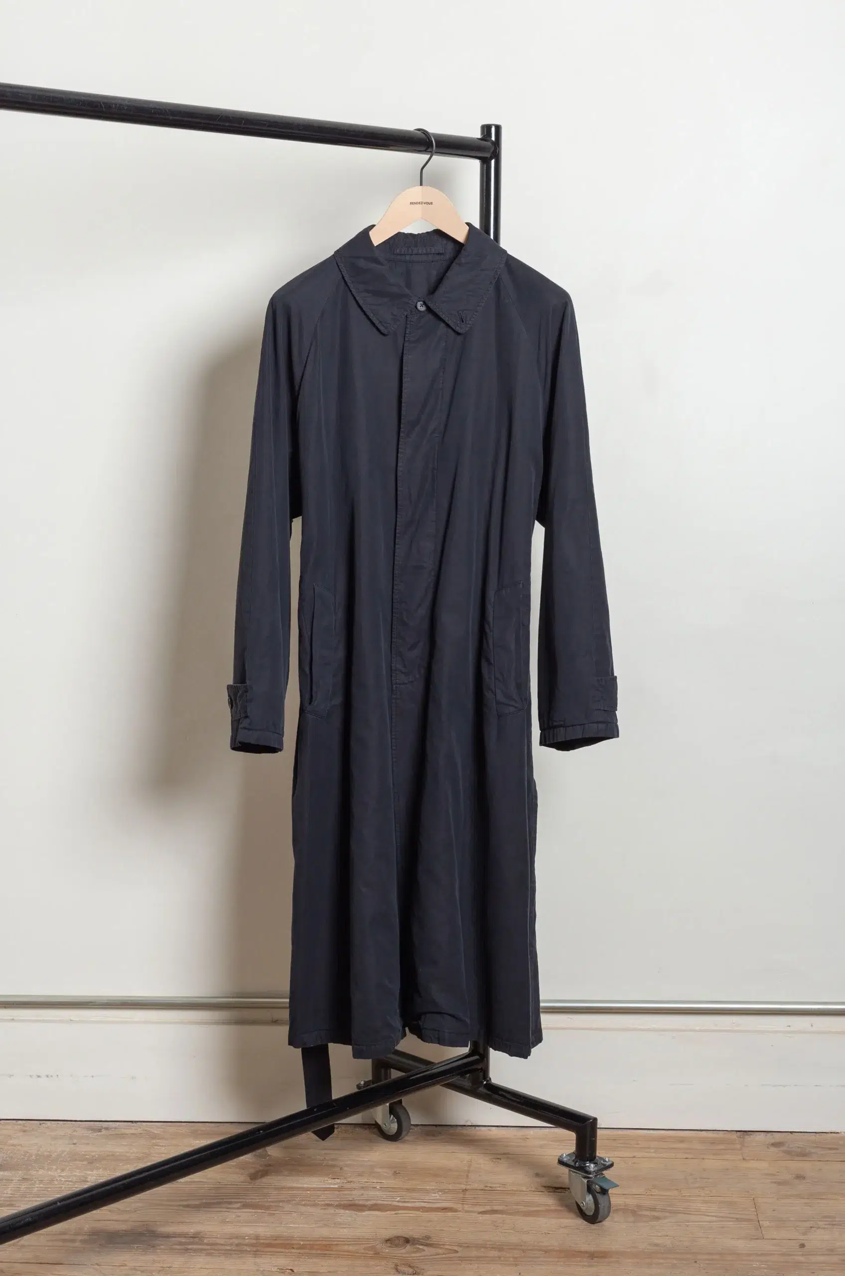 STEIN - COTTON RAYON VINTAGE PADDED BALMACAAN COAT ST.1370 - BLACK