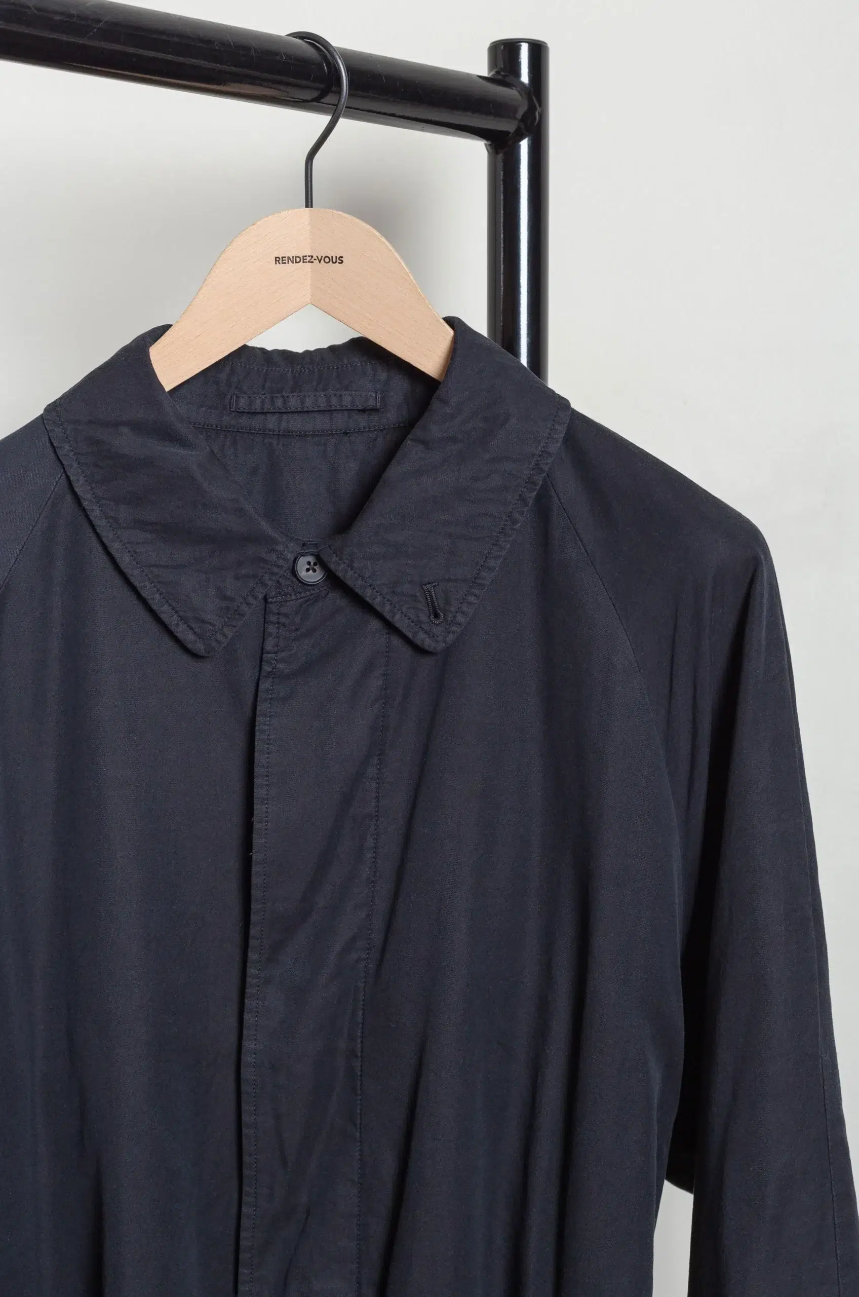 STEIN - COTTON RAYON VINTAGE PADDED BALMACAAN COAT ST.1370 - BLACK