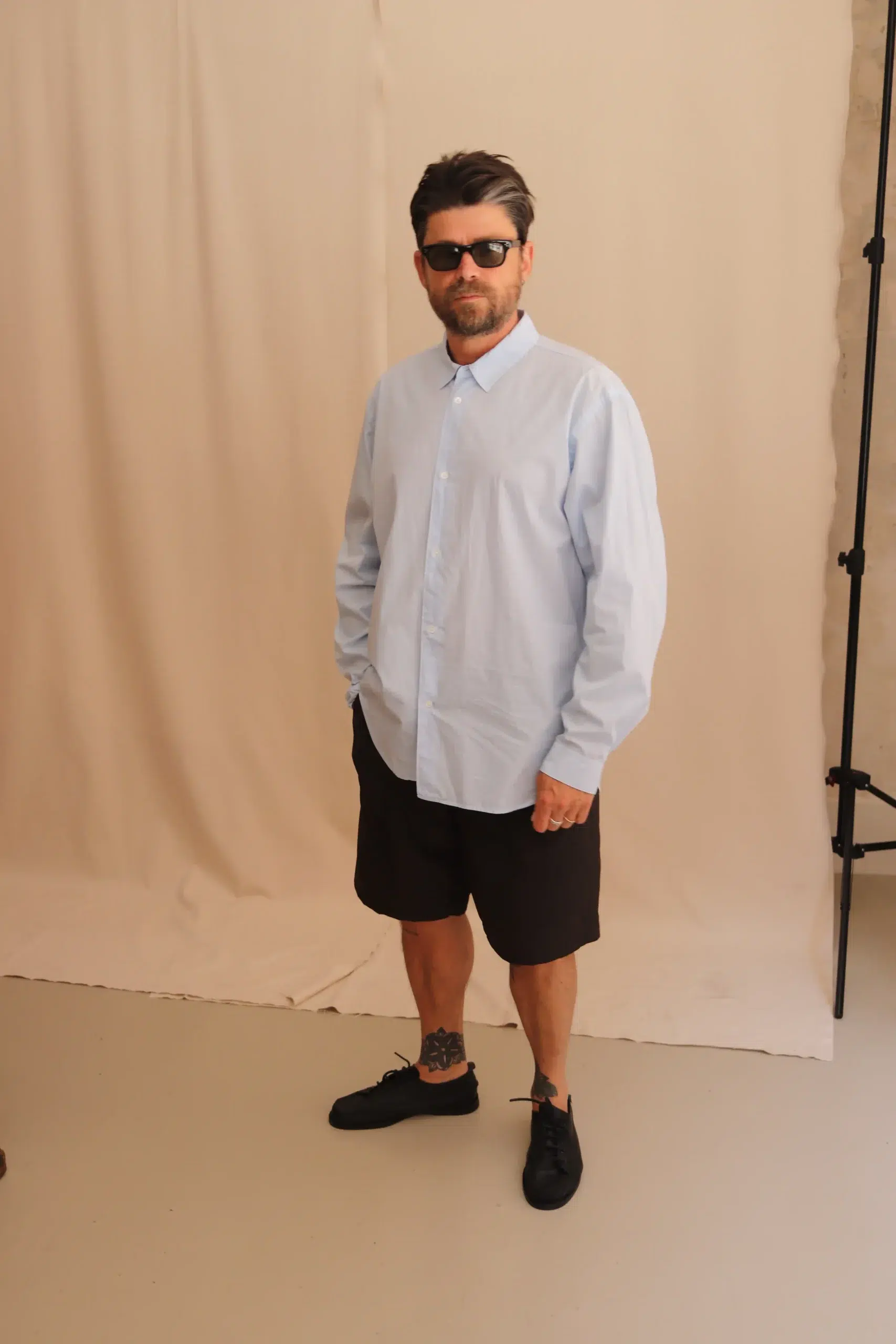 ATON - MEN OVERSIZED SHIRT BLAGLM0401 - SAX