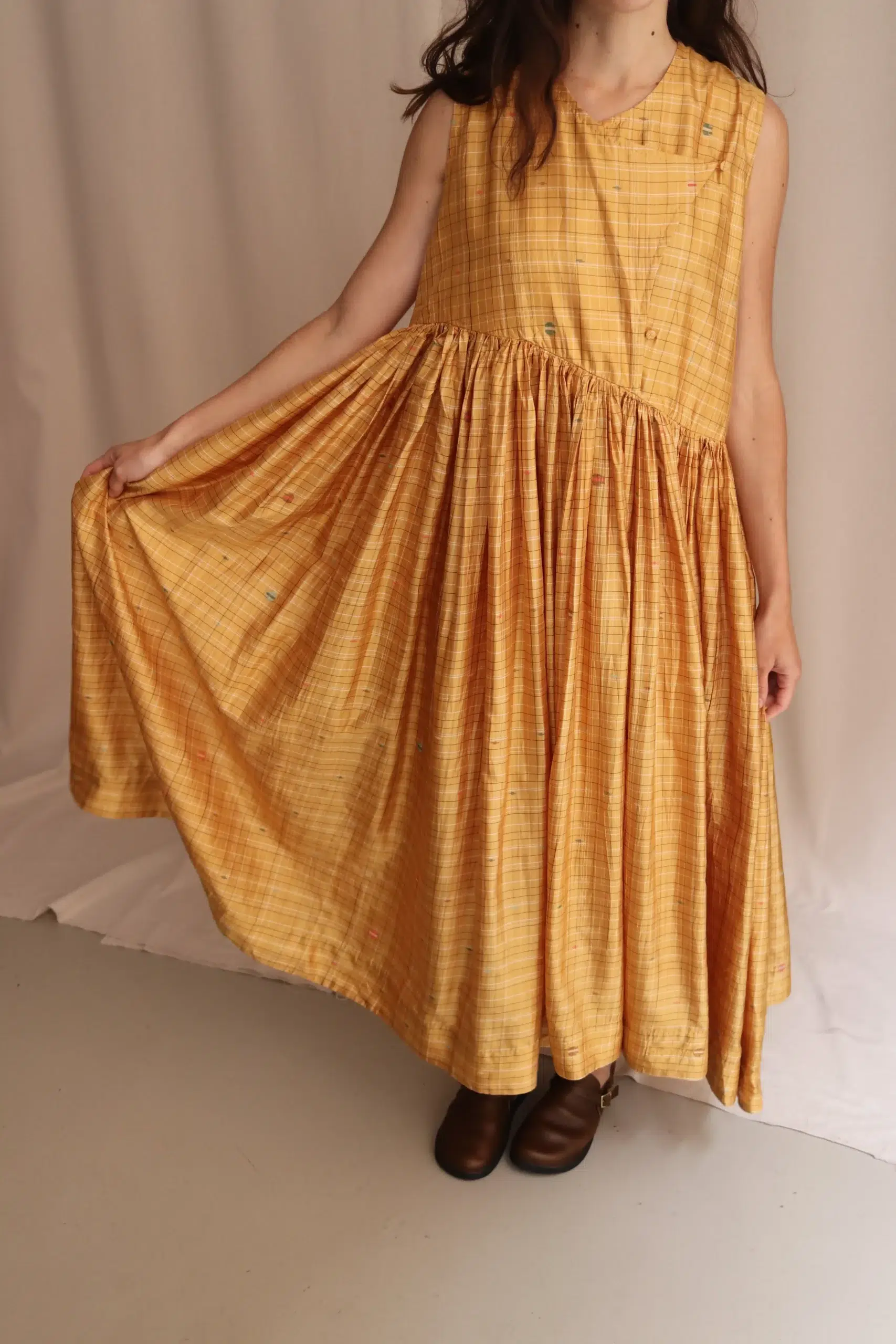 MAKU - MIRA DRESS GS2654 - MUSTARD CHECK