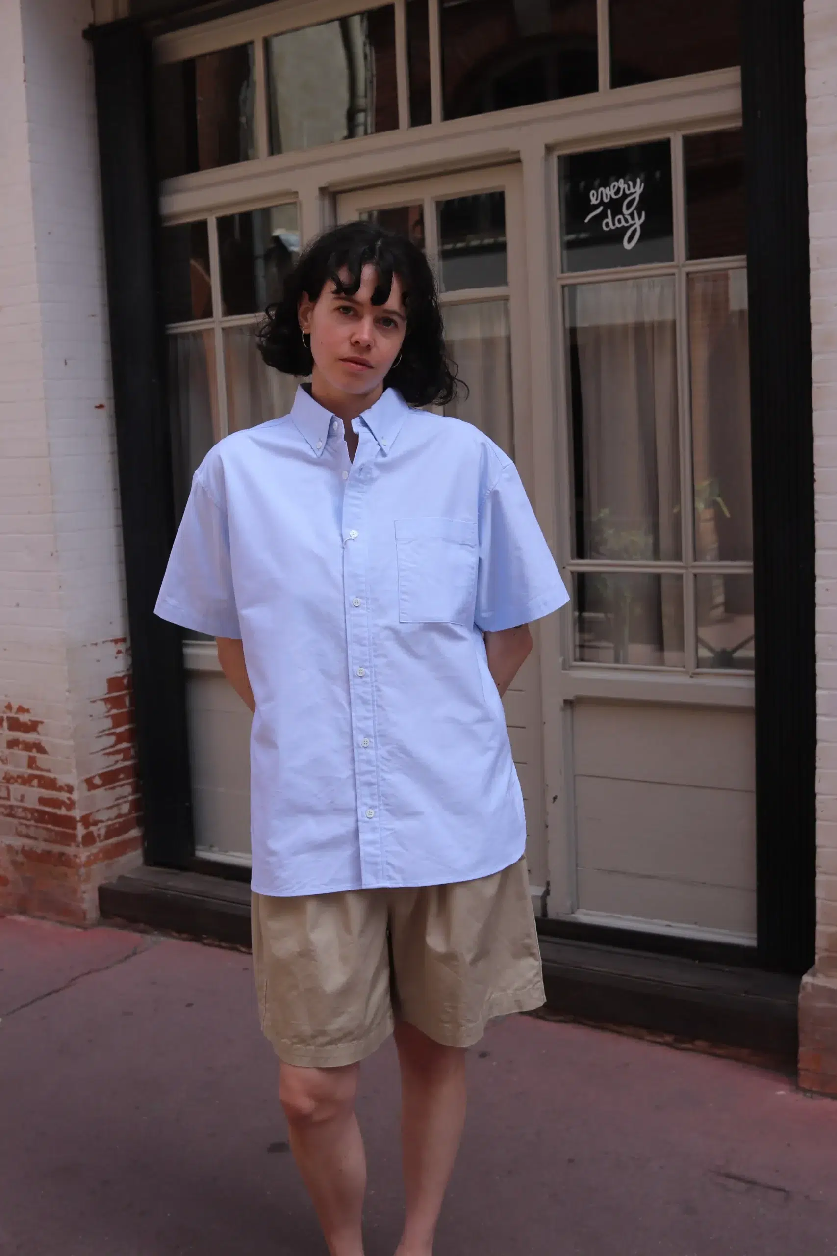 Toujours - Half Sleeve Baggy B.D. Shirt MM44CS02 - Saxe Blue