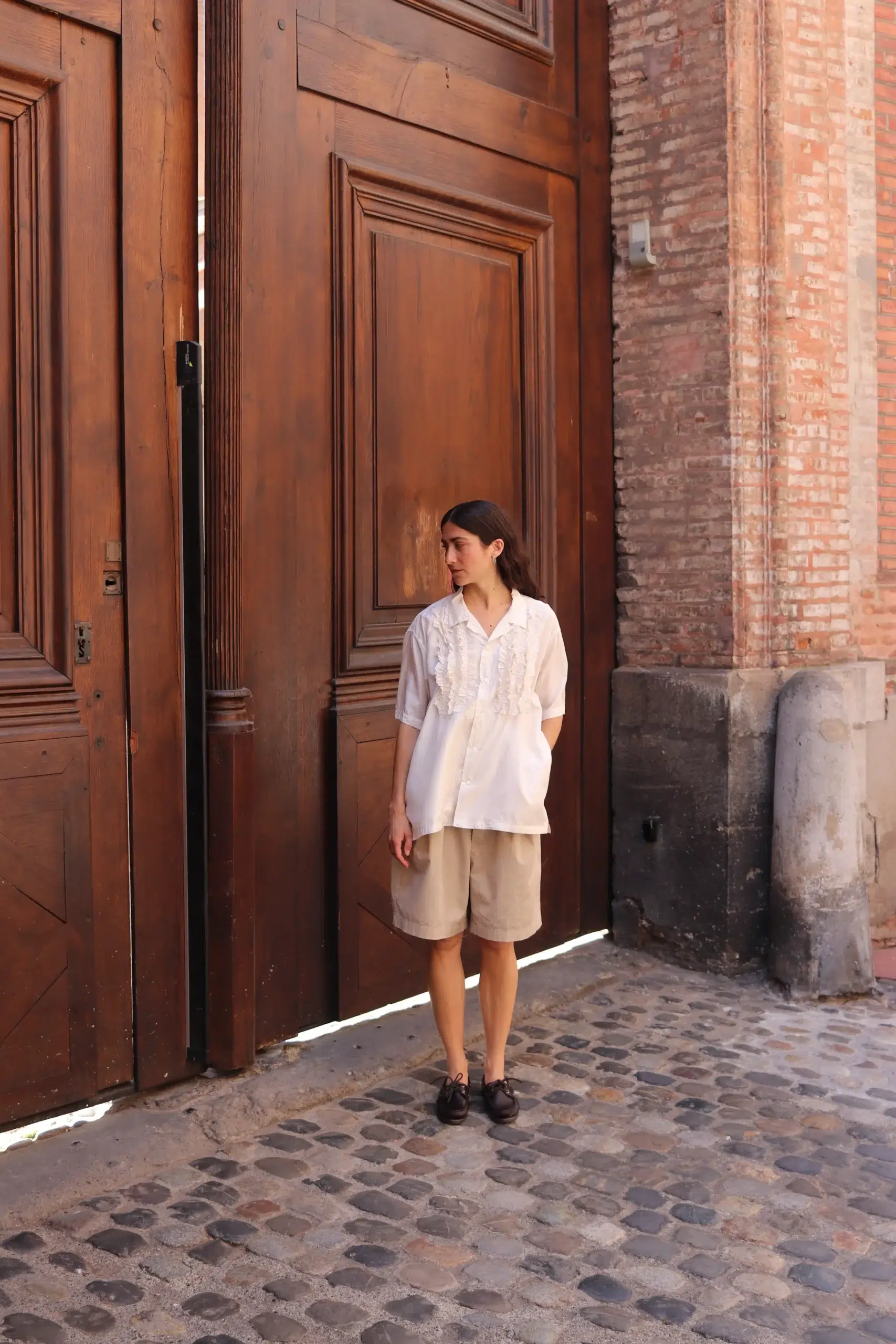 Toujours - 2 In-pleat Baggy Half Chinos - Sand
